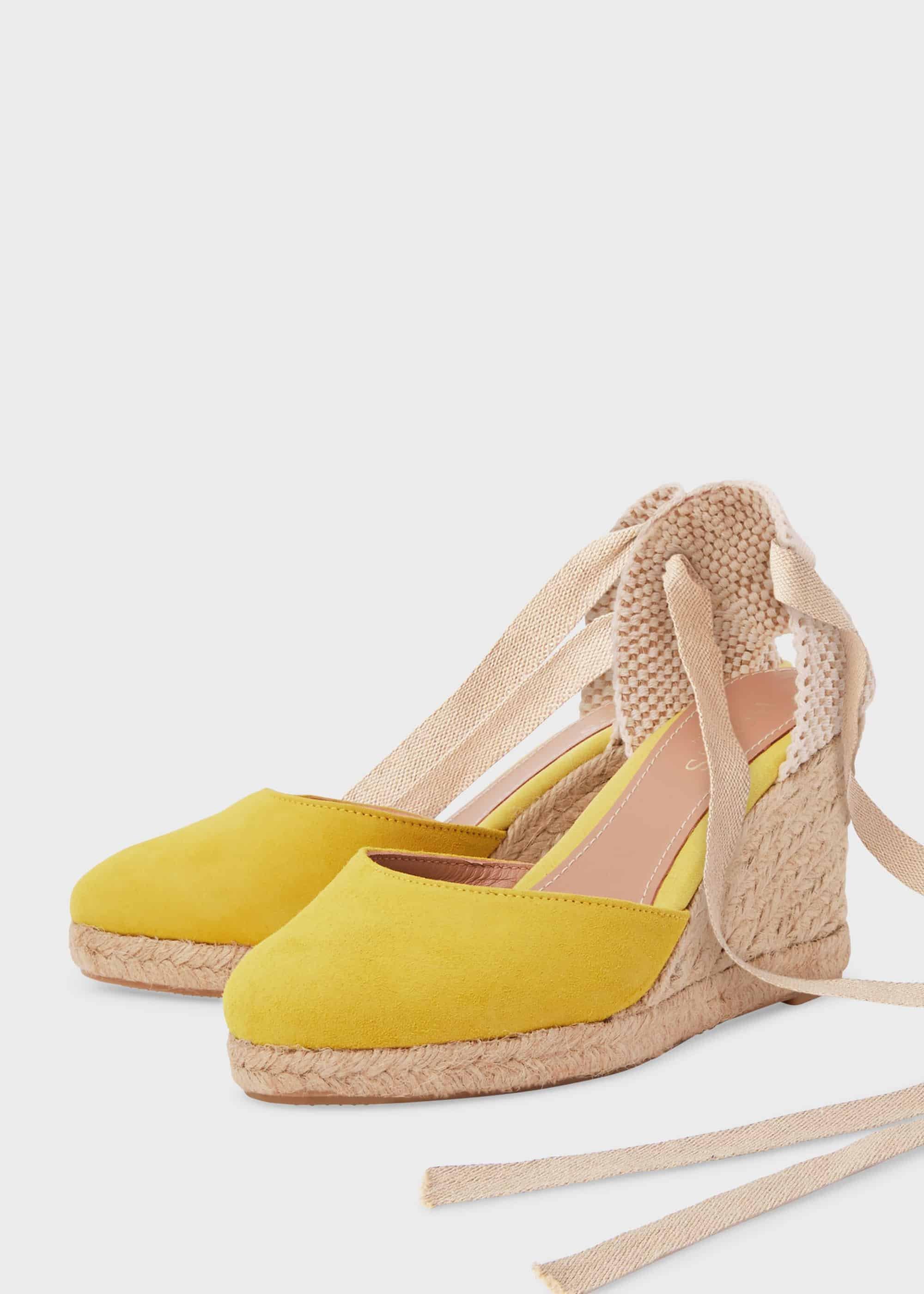 Trina Suede Wedge Espadrilles, Sunny Yellow, hi-res