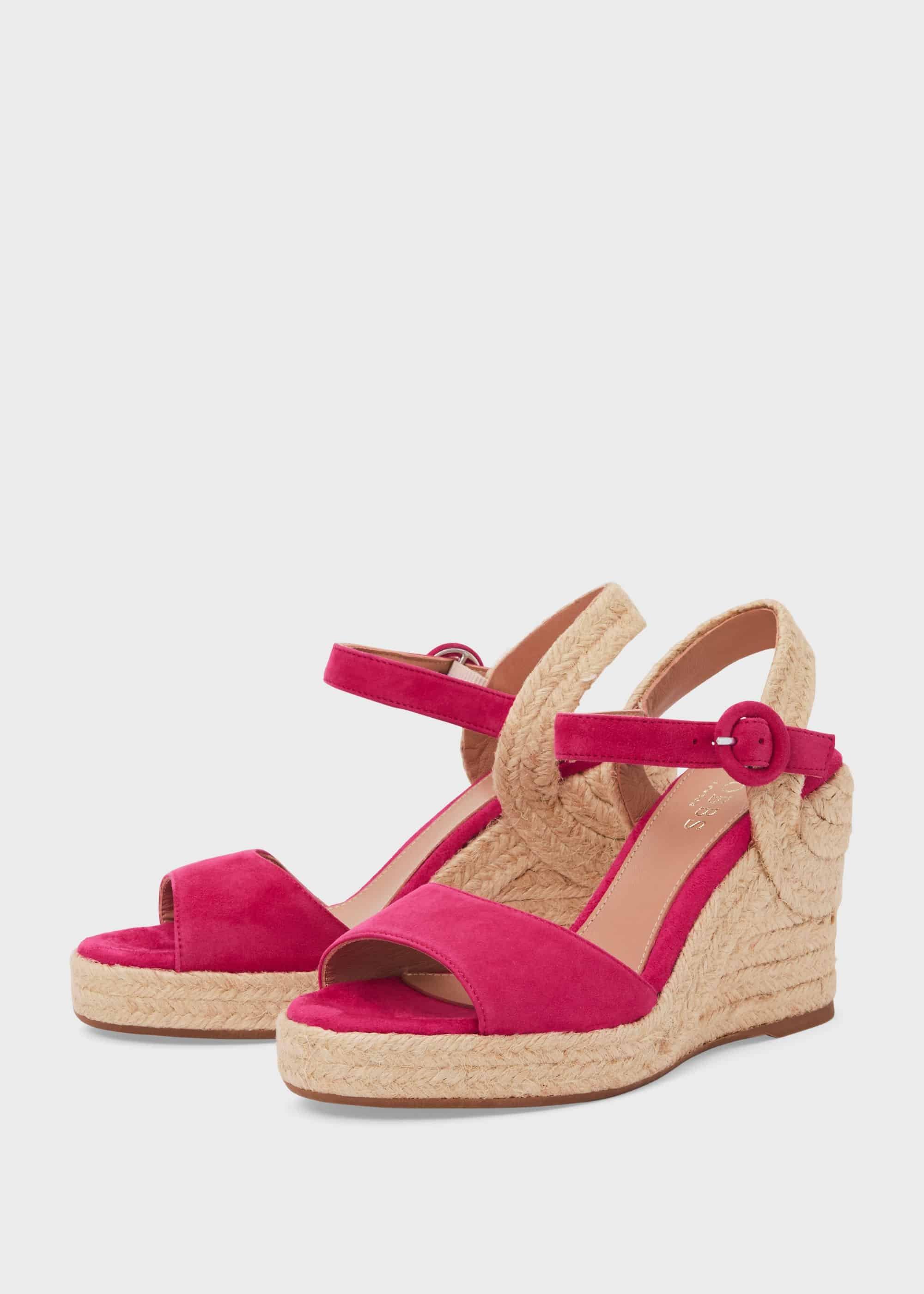 Rae Suede Wedge Espadrilles, Fuchsia, hi-res