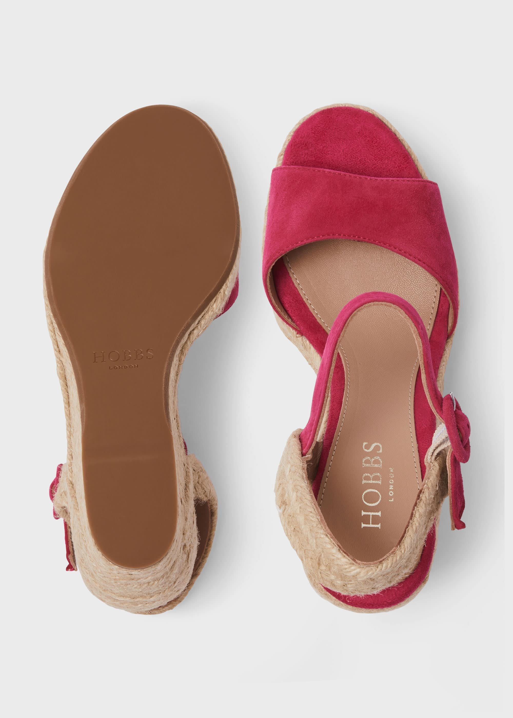 Rae Suede Wedge Espadrilles, Fuchsia, hi-res