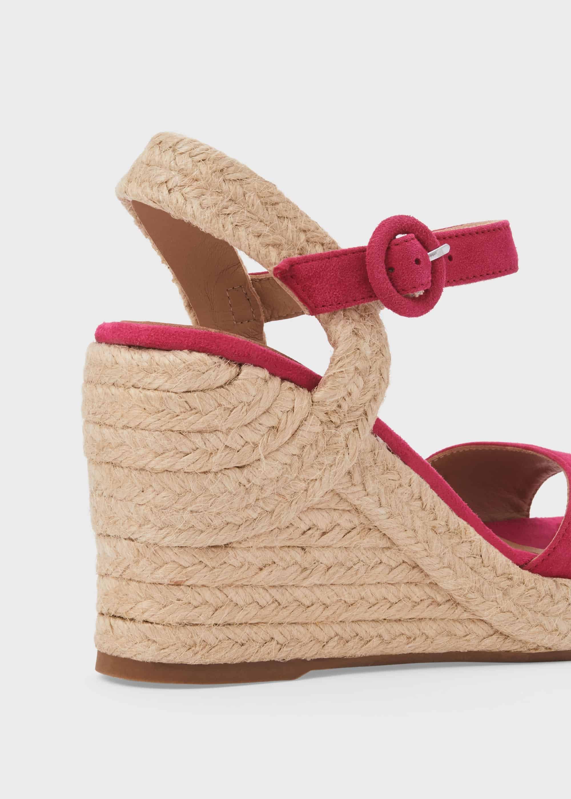 Rae Suede Wedge Espadrilles, Fuchsia, hi-res