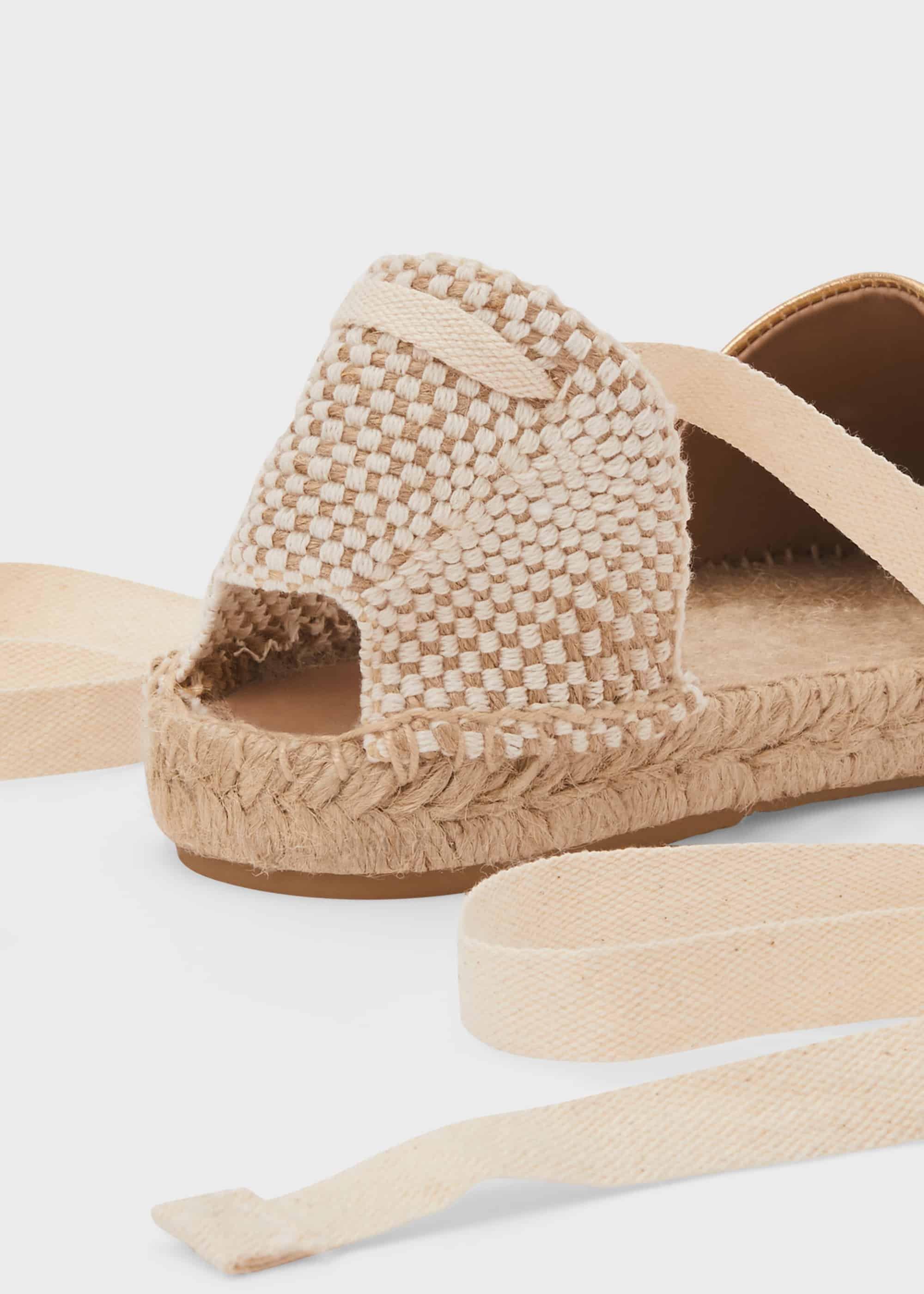 Louisa Leather Flat Espadrilles, Gold, hi-res