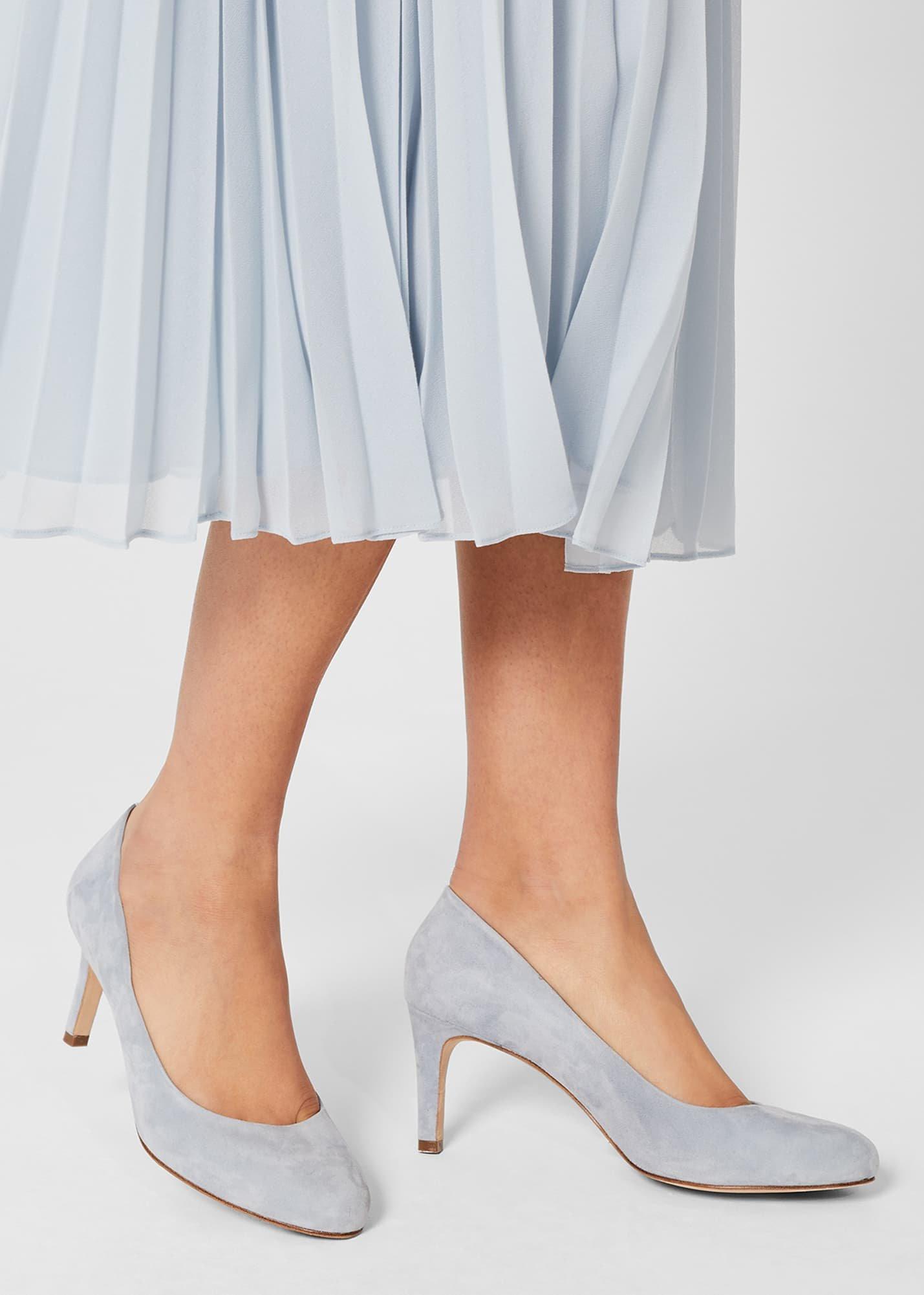 Lizzie Suede Court Shoes , Celeste Blue, hi-res