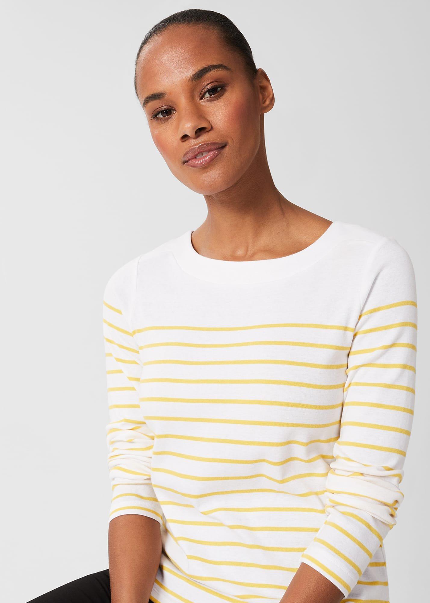 Constance Cotton Striped Top , White Yellow, hi-res