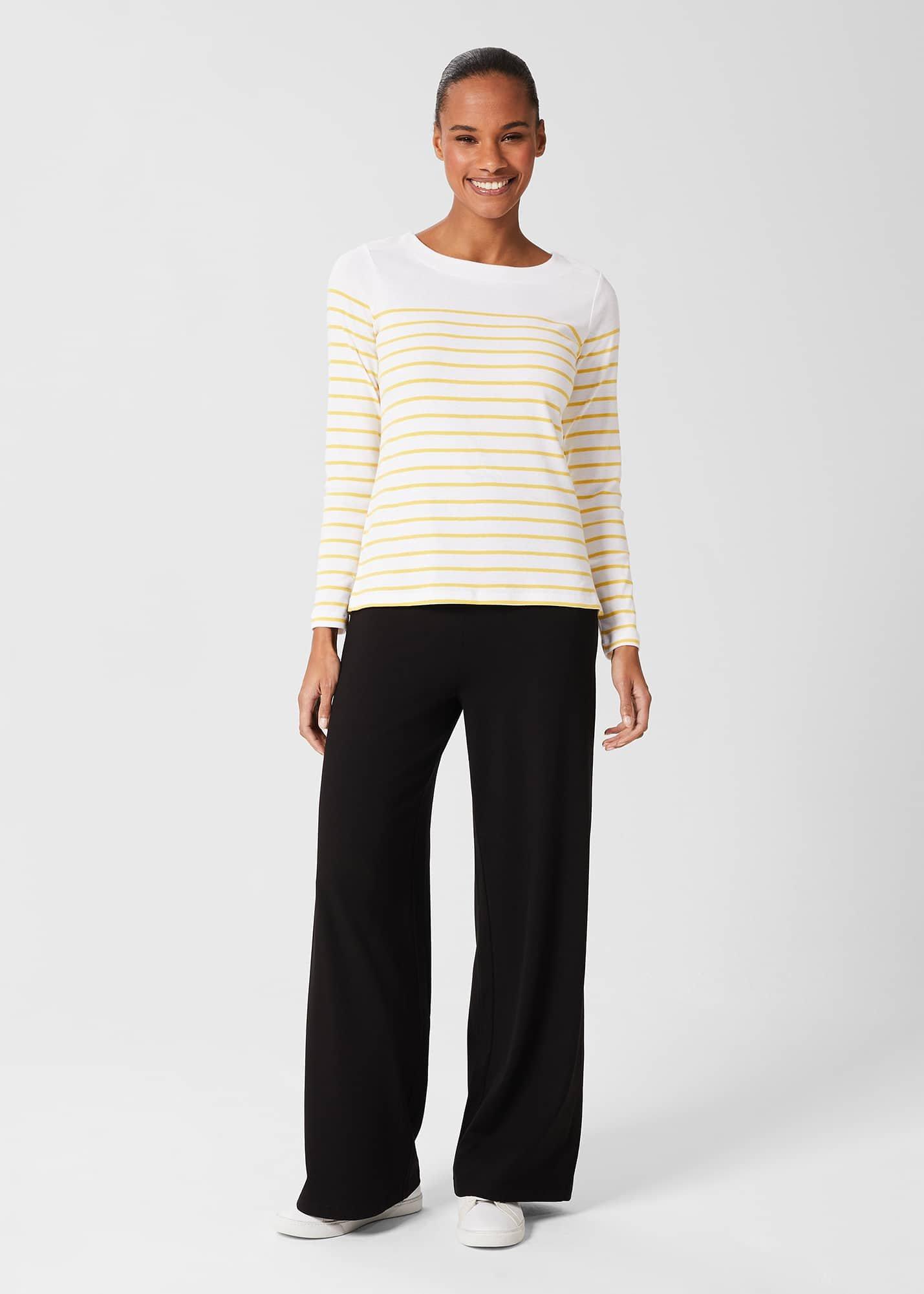 Constance Cotton Striped Top , White Yellow, hi-res