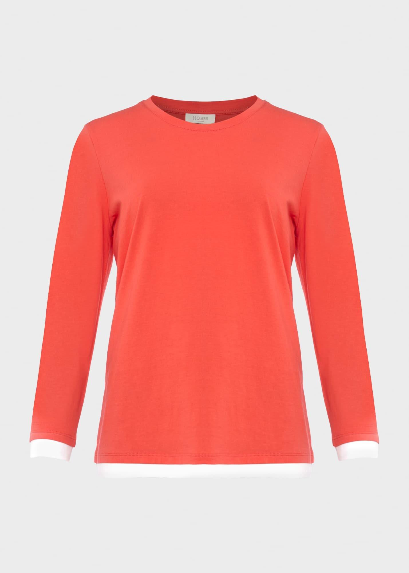 Amelie Cotton Top , Coral White, hi-res