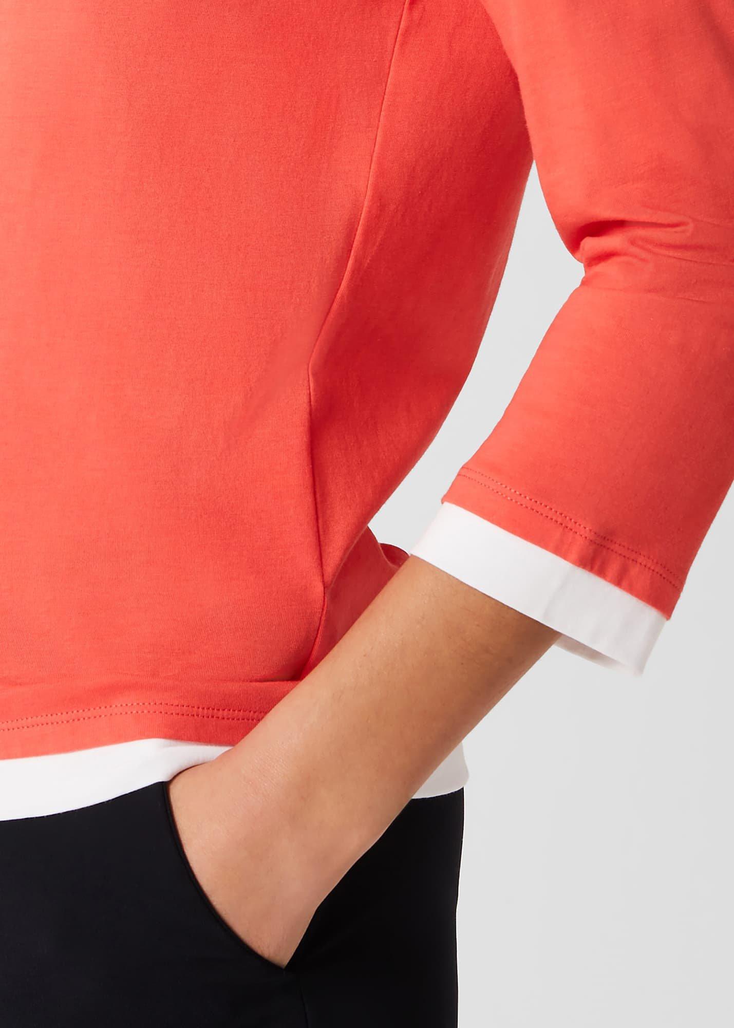Amelie Cotton Top , Coral White, hi-res