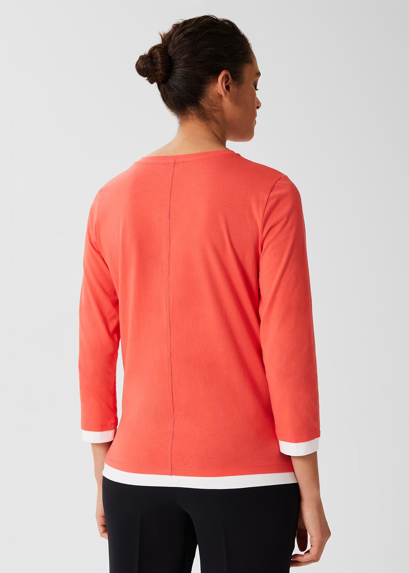 Amelie Cotton Top , Coral White, hi-res