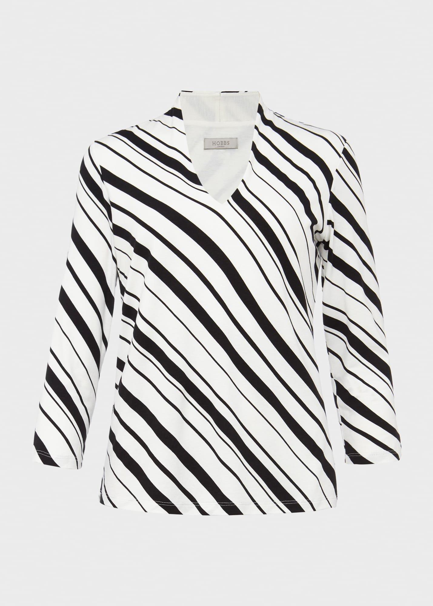 Aimee Printed Top, Ivory Black, hi-res