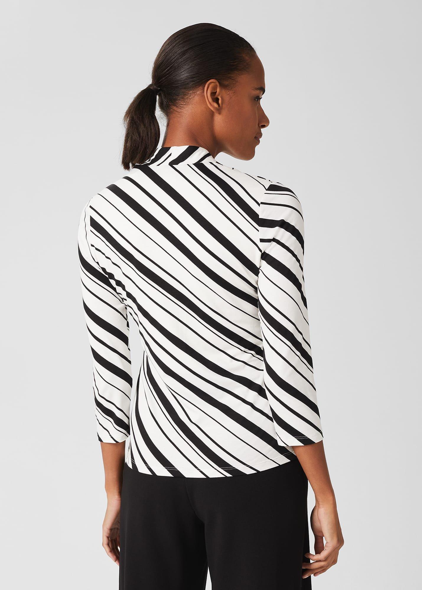 Aimee Printed Top, Ivory Black, hi-res