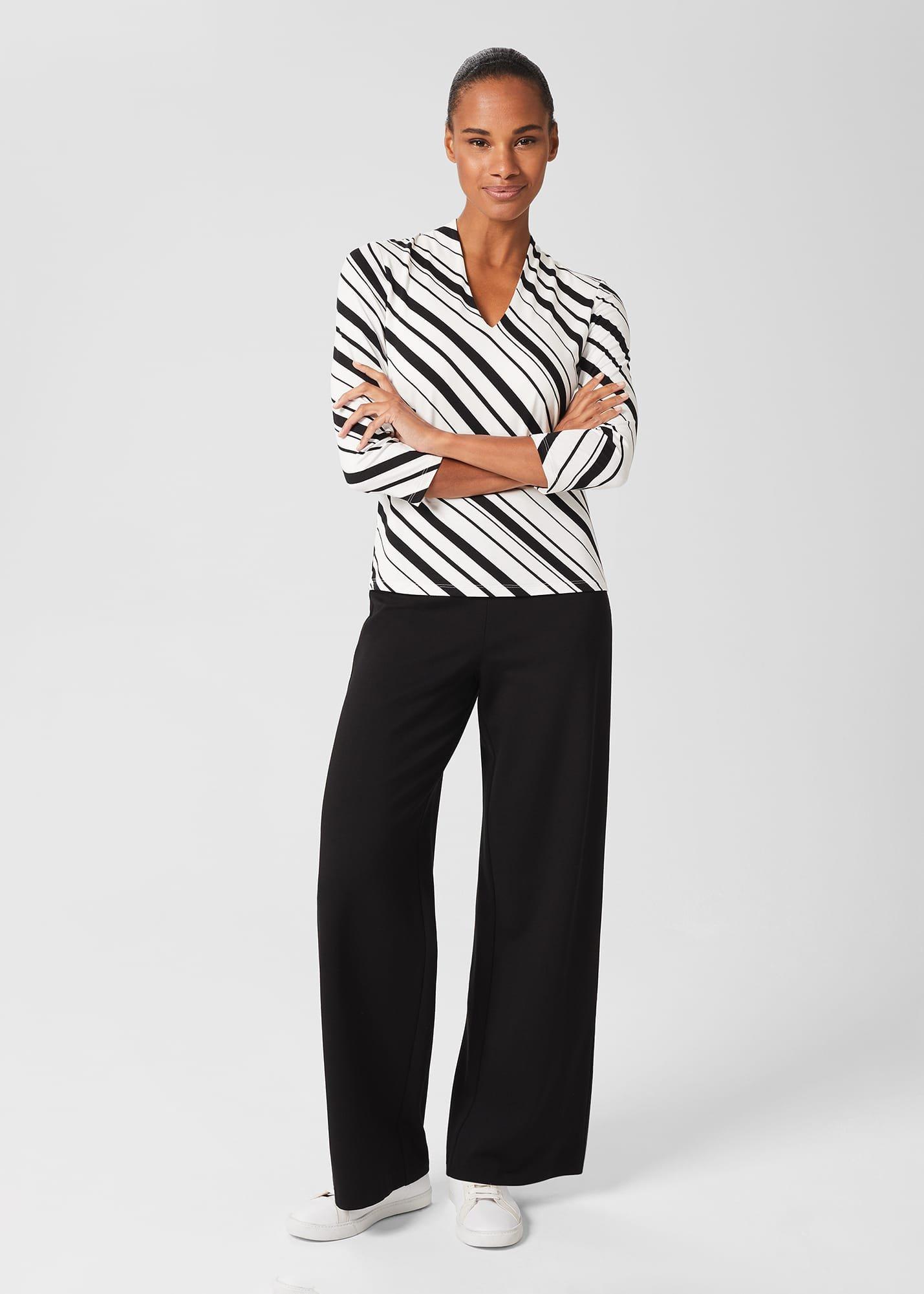 Aimee Printed Top, Ivory Black, hi-res