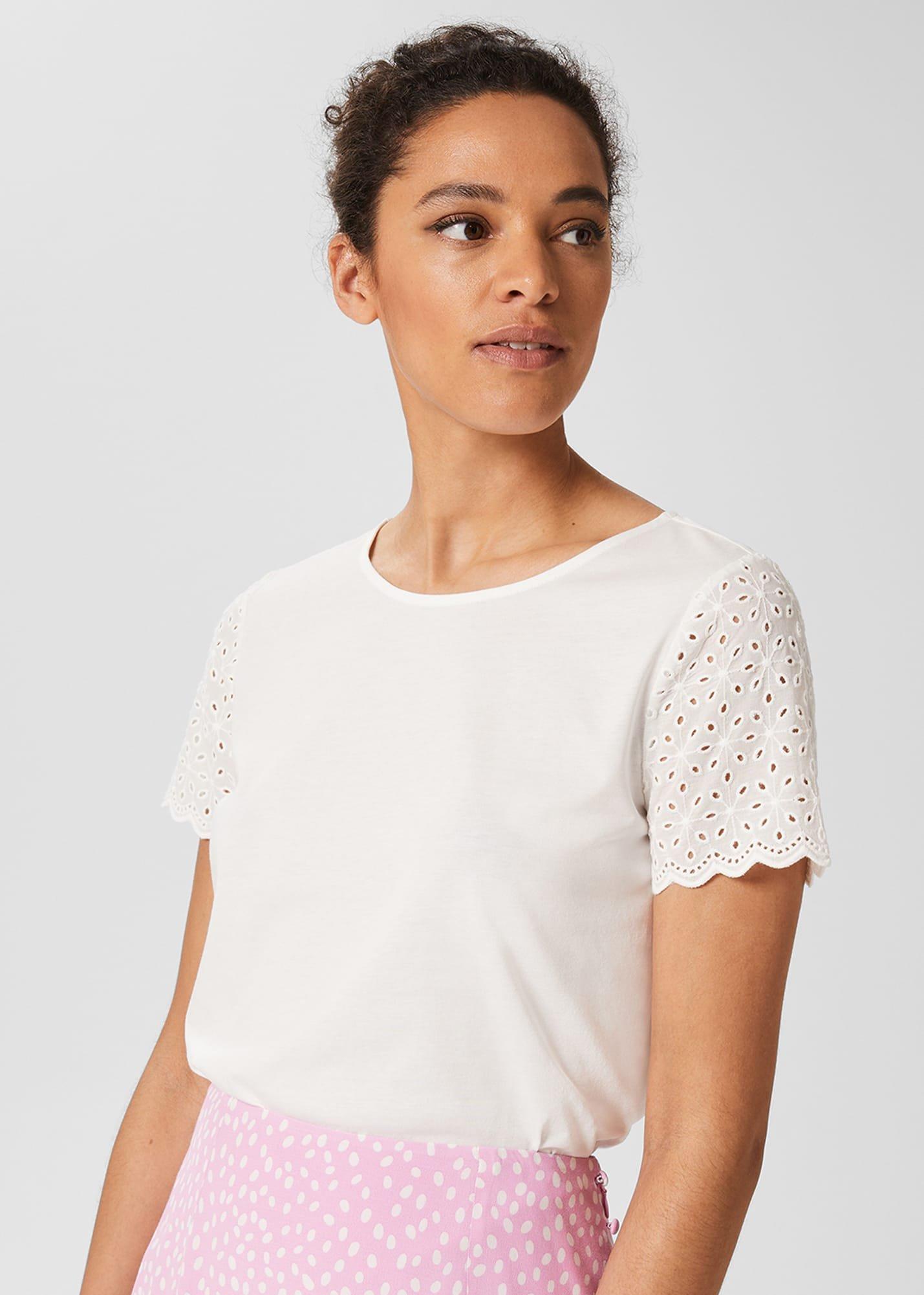 Jessie Broderie Top, Ivory, hi-res