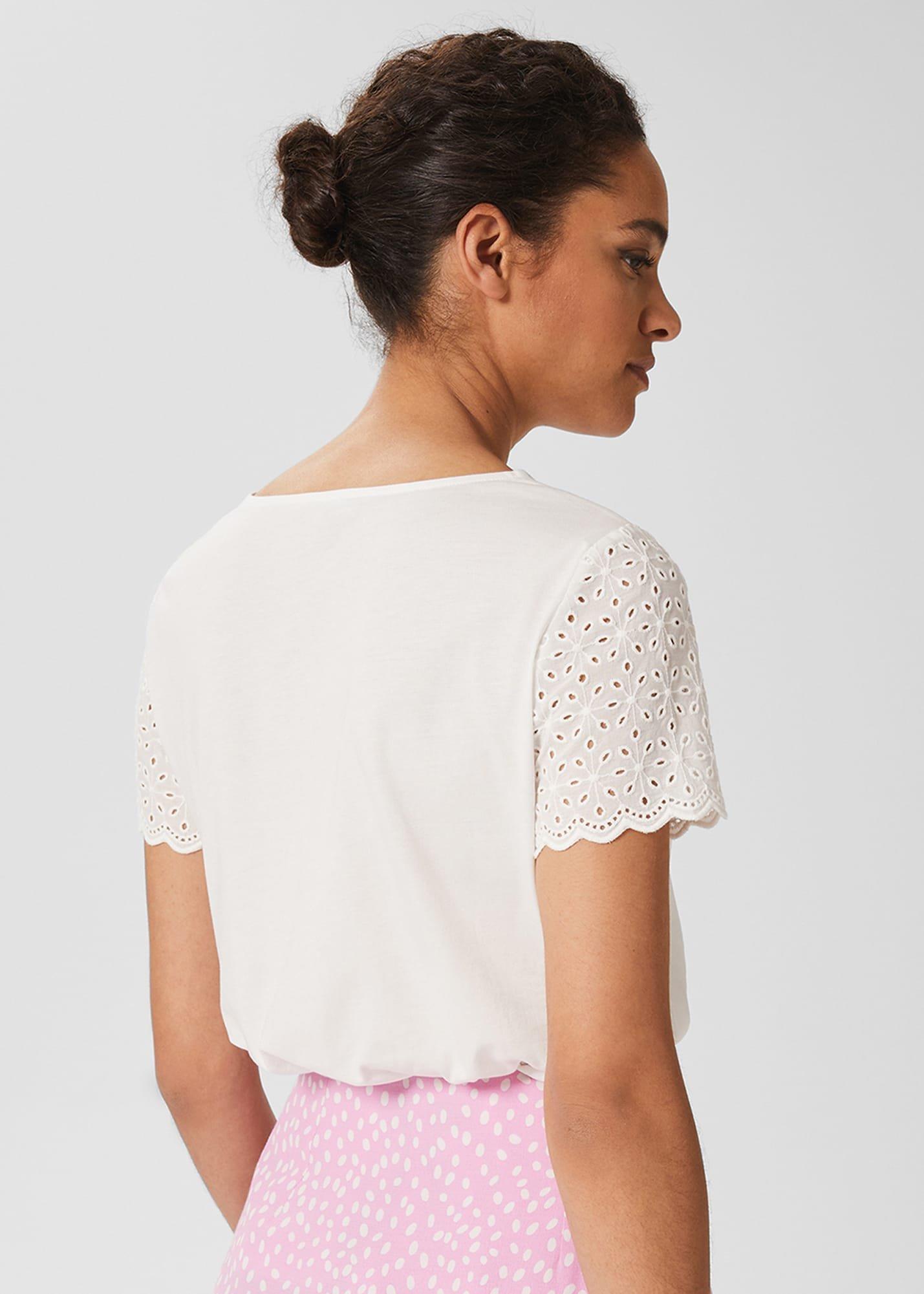 Jessie Broderie Top, Ivory, hi-res