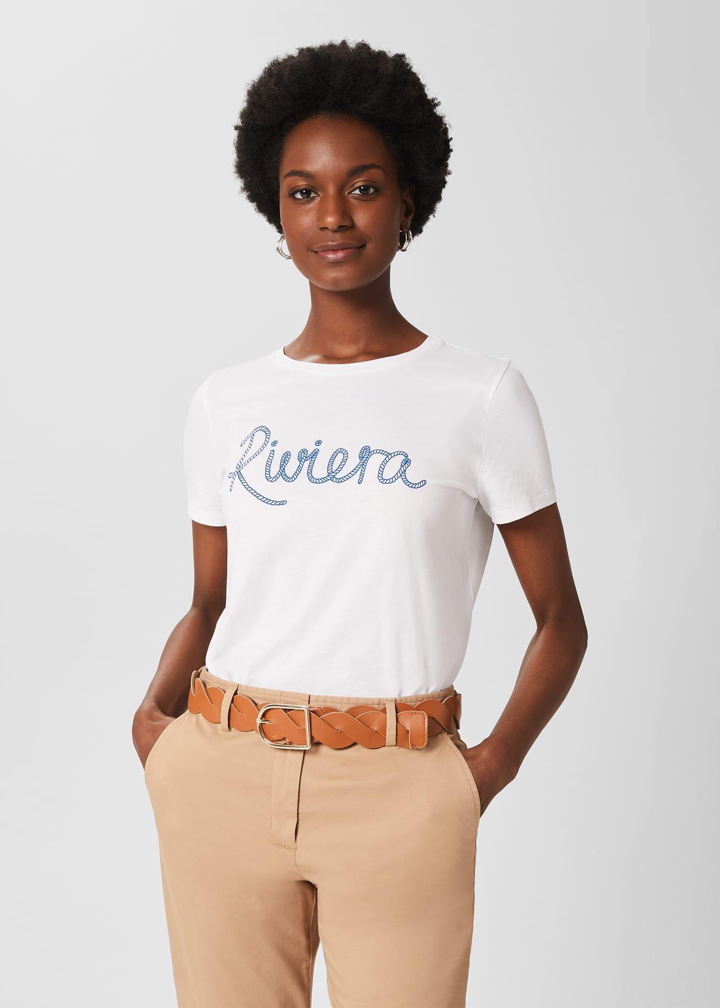 Jamie Slogan T Shirt, White Blue, hi-res