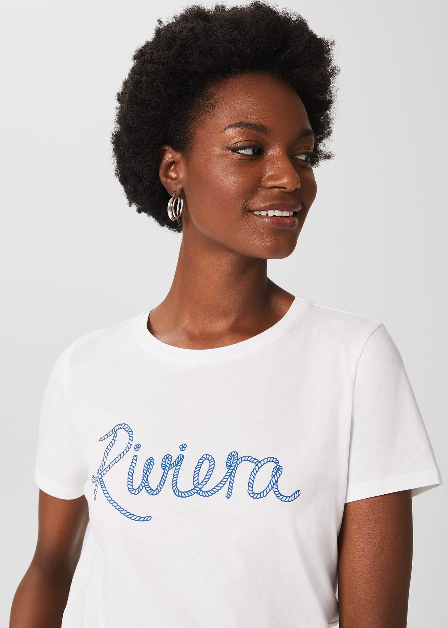 Jamie Slogan T Shirt, White Blue, hi-res