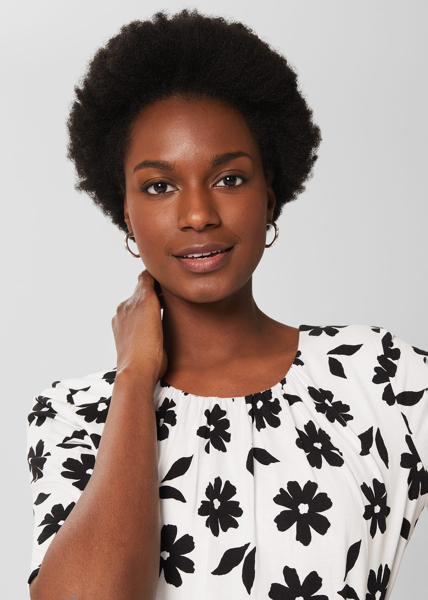 Viola Printed Top, White Black, hi-res