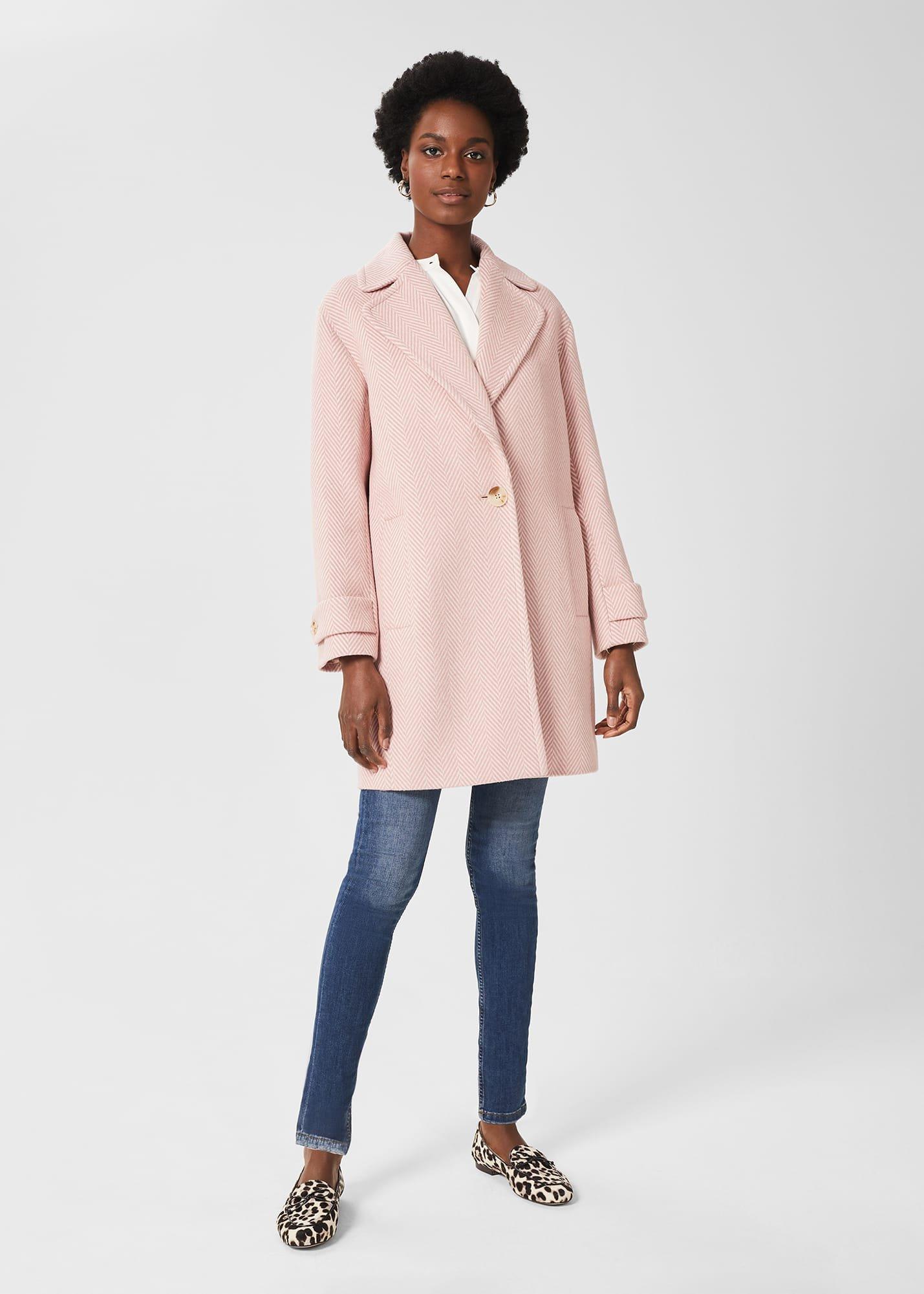 Carmina Wool Blend Coat, Pale Pink Ivory, hi-res