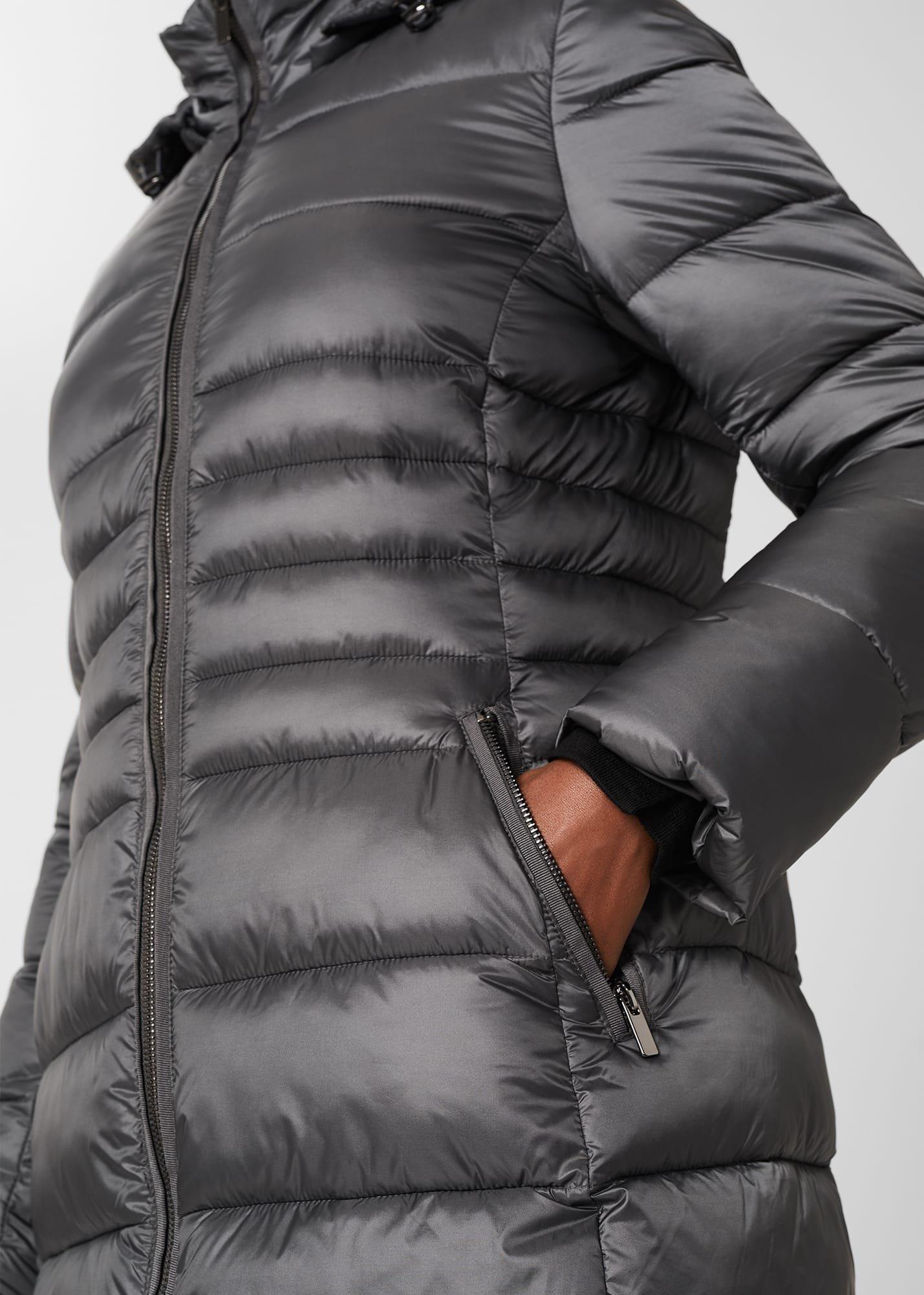 Danika Long Puffer Jacket With Hood, Charcoal Grey, hi-res