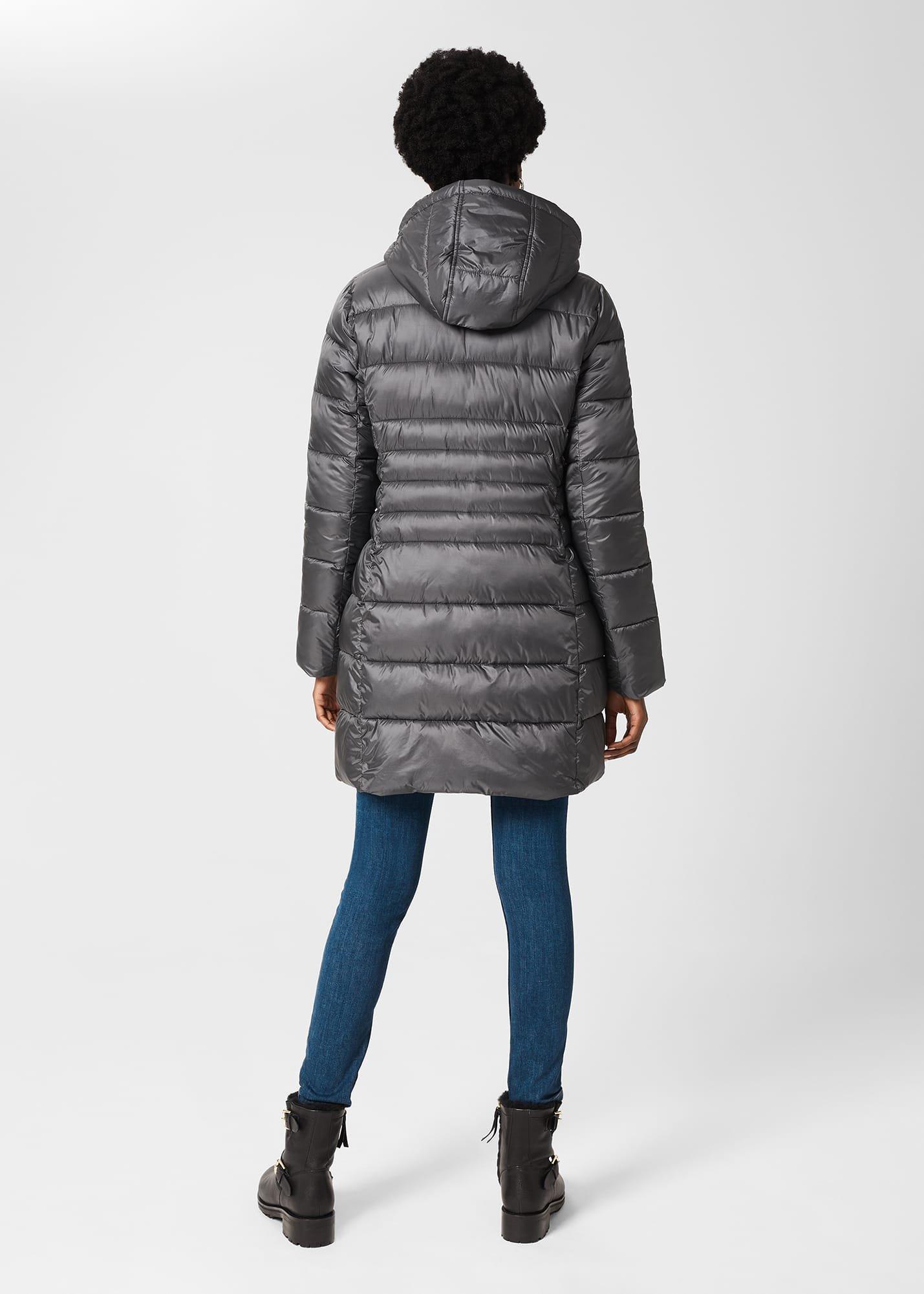 Danika Long Puffer Jacket With Hood, Charcoal Grey, hi-res