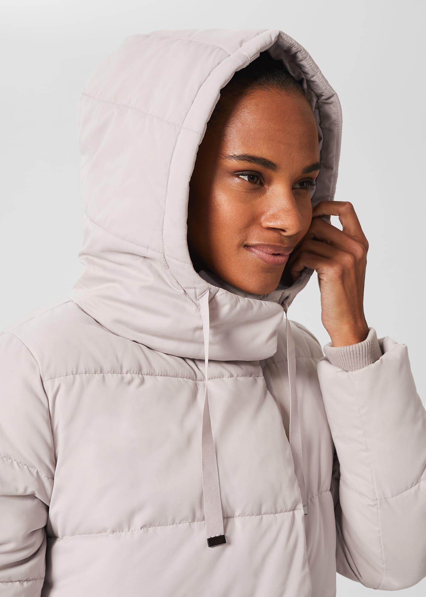 Romy Puffer Jacket With Hood, Warm Grey, hi-res