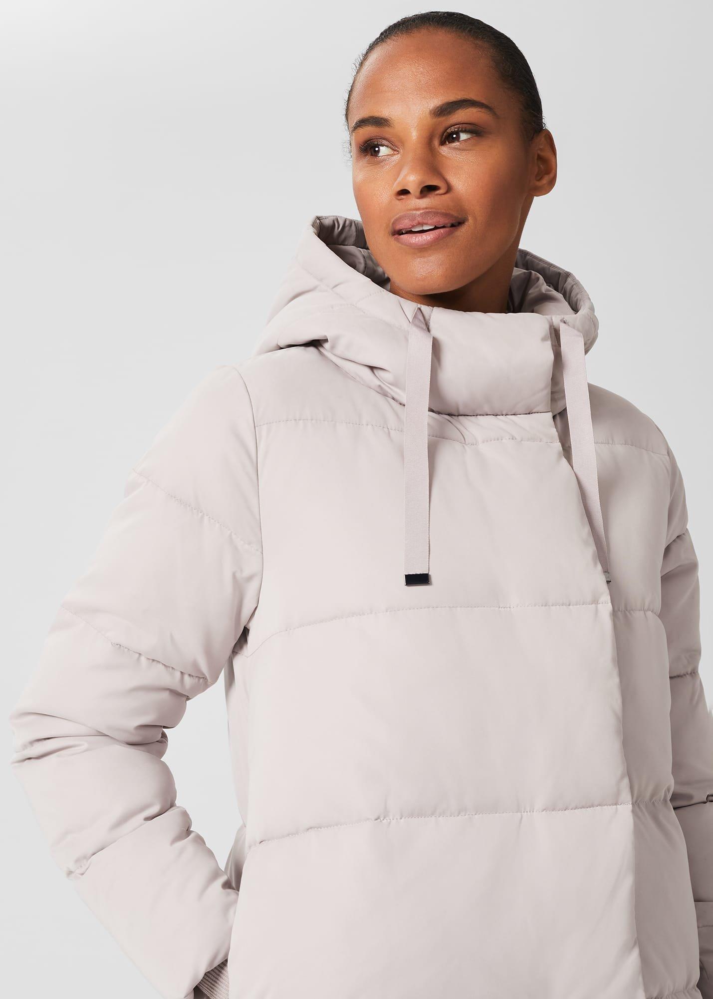 Romy Puffer Jacket With Hood, Warm Grey, hi-res