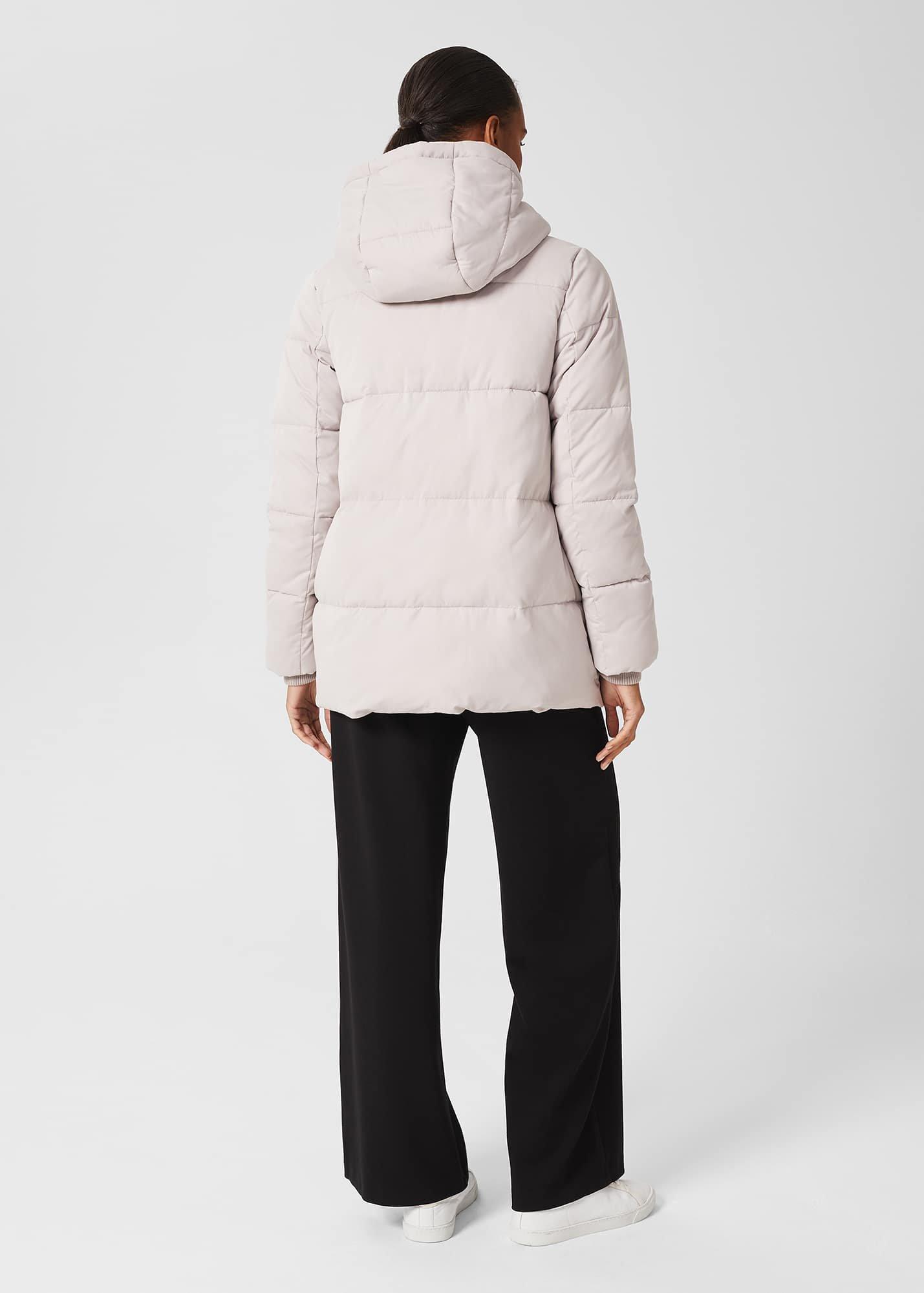 Romy Puffer Jacket With Hood, Warm Grey, hi-res