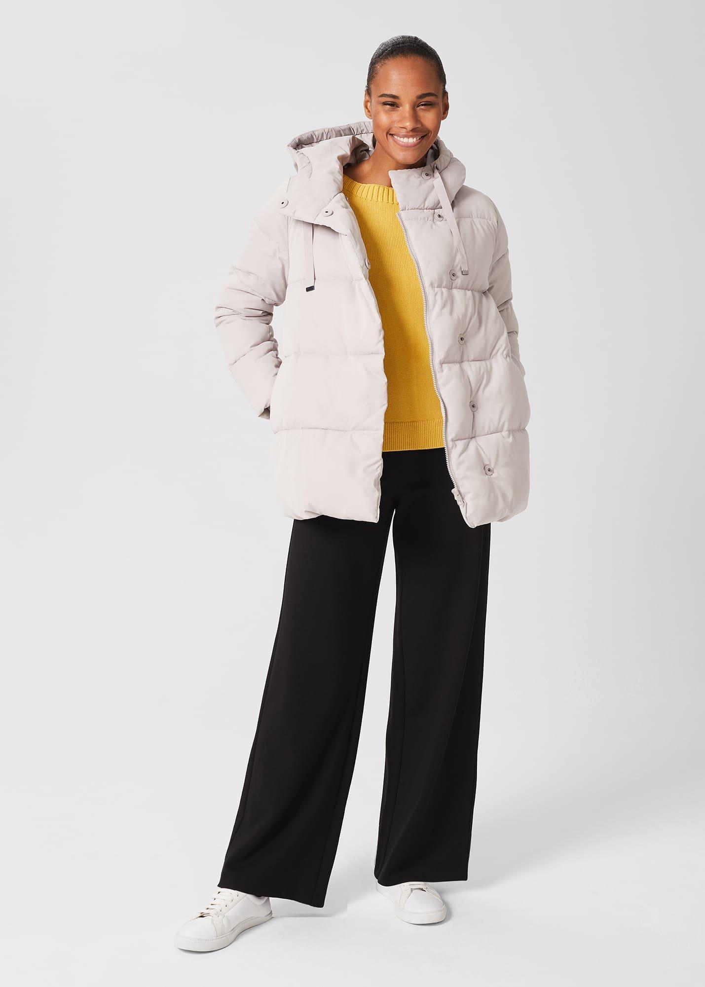 Romy Puffer Jacket With Hood, Warm Grey, hi-res