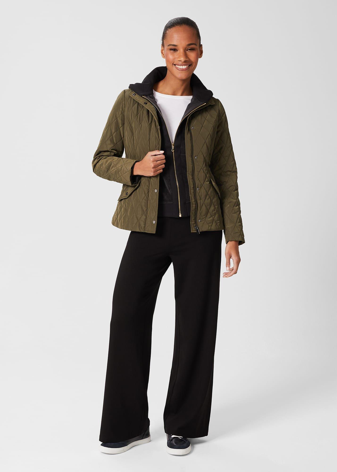 Brodie Quilted Belted Coat, Olive Green, hi-res