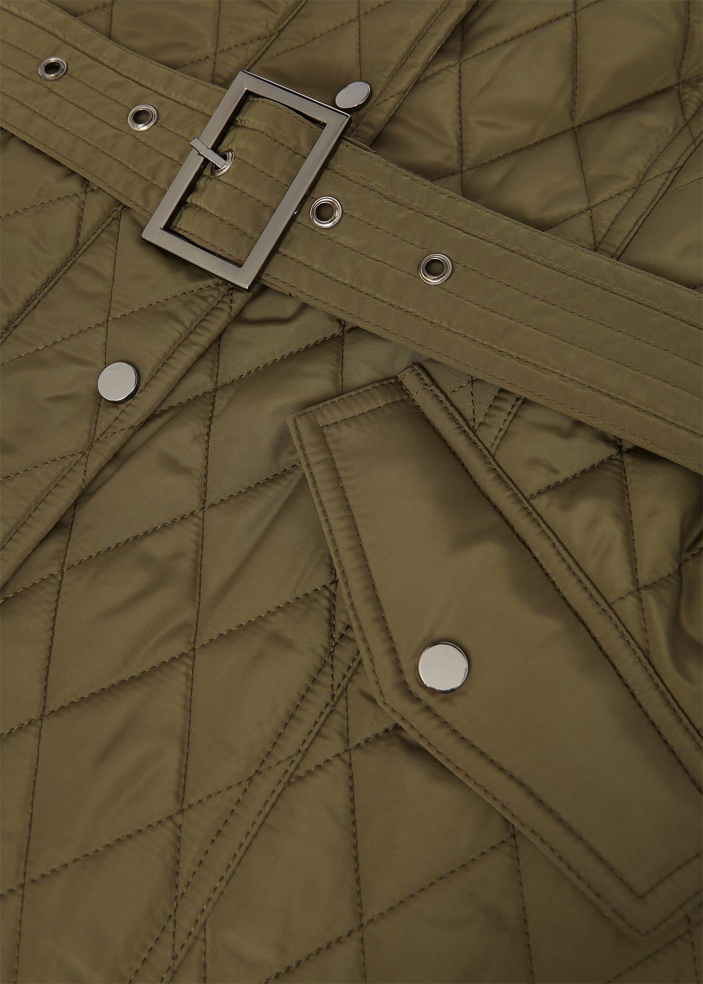 Brodie Quilted Belted Coat, Olive Green, hi-res