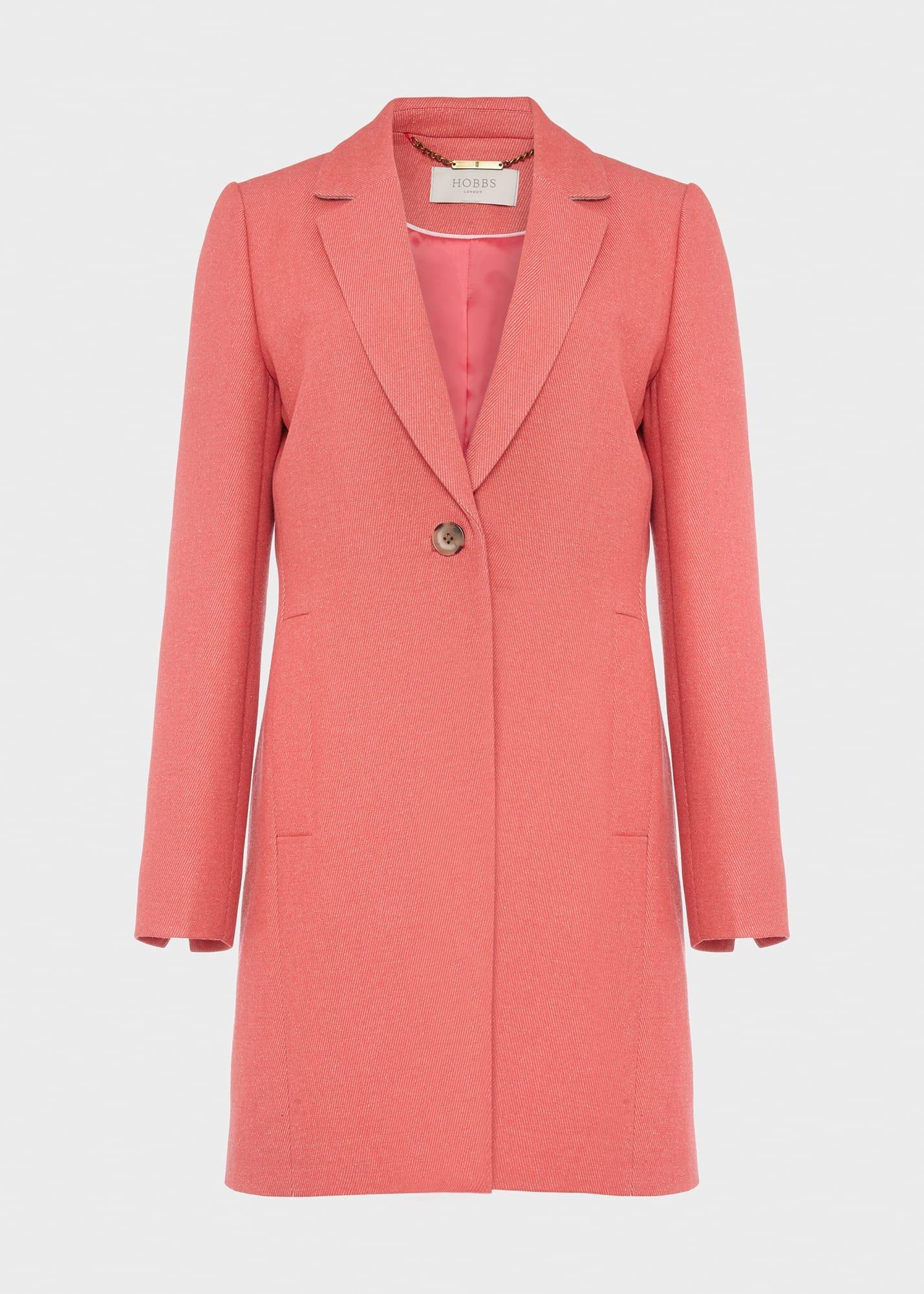 Camellia Coat With Wool, Deep Coral, hi-res