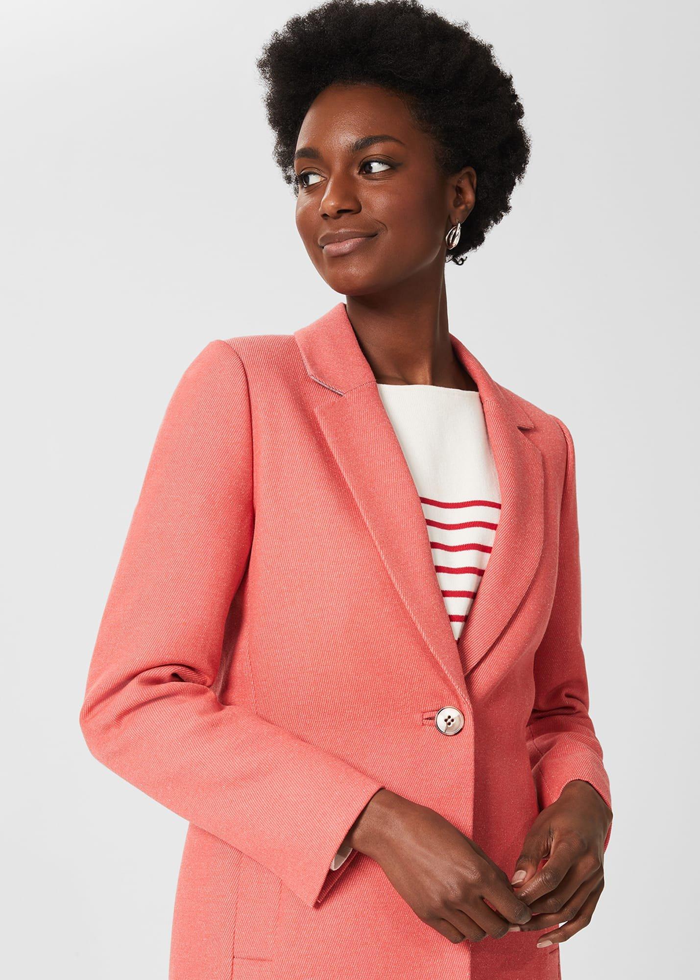 Camellia Coat With Wool, Deep Coral, hi-res