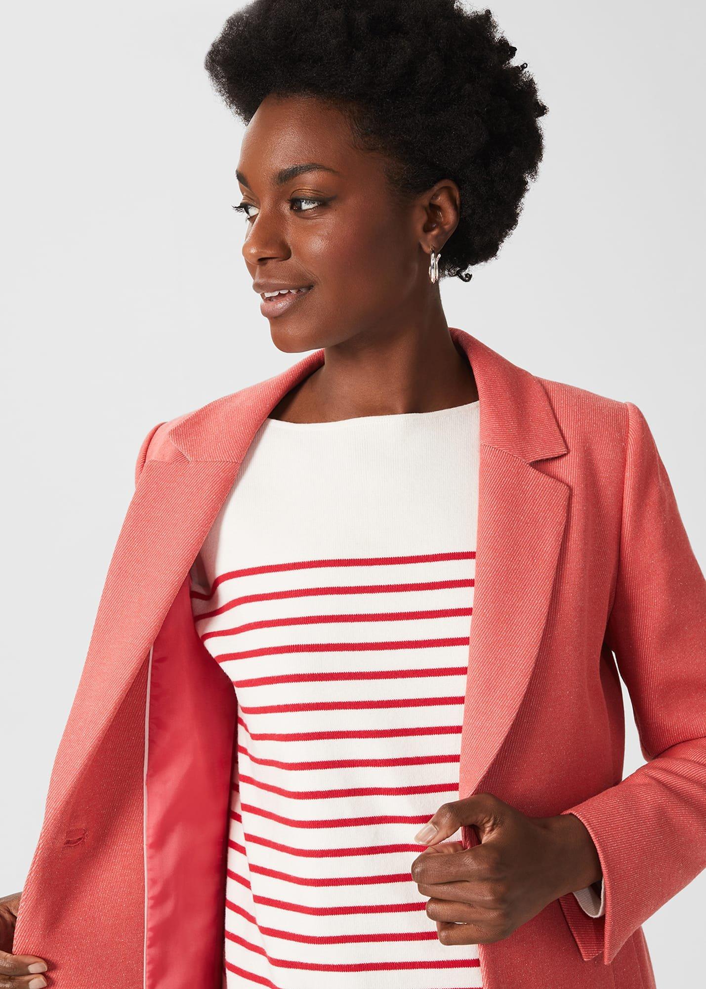 Camellia Coat With Wool, Deep Coral, hi-res