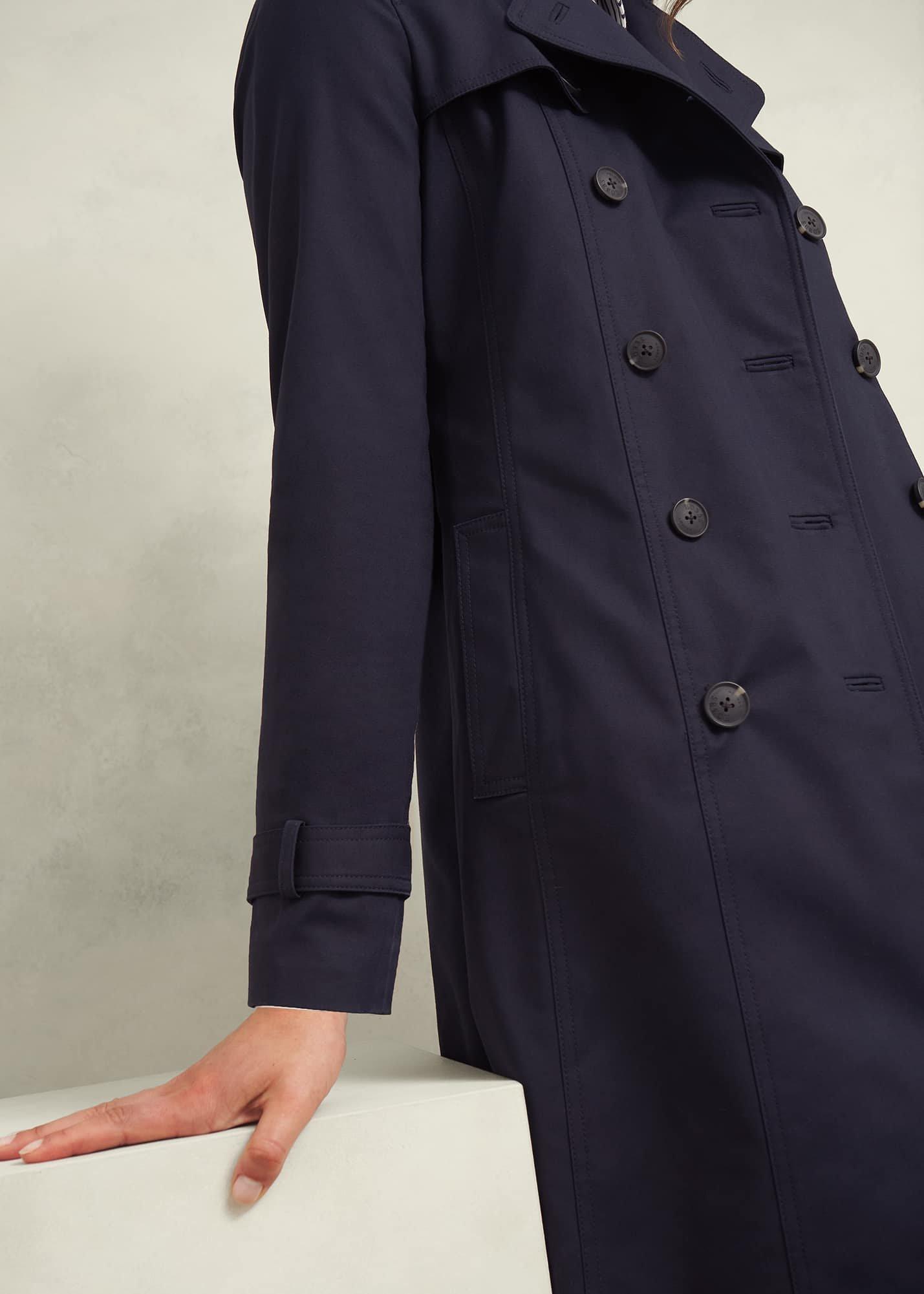 Saskia Shower Resistant Trench Coat, Navy, hi-res