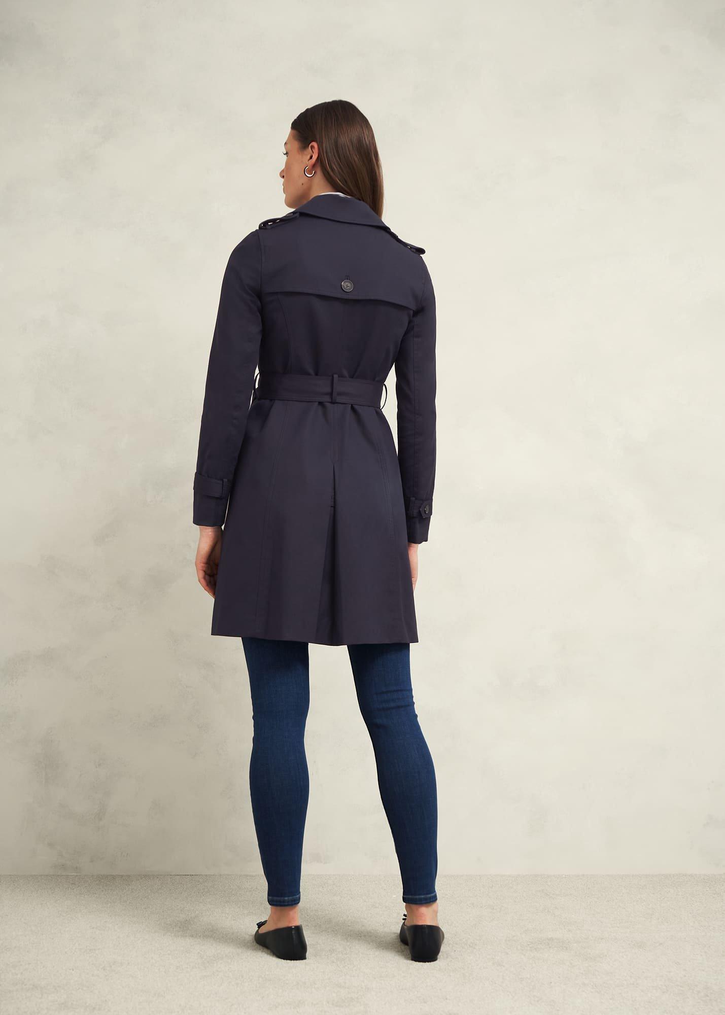 Saskia Shower Resistant Trench Coat, Navy, hi-res