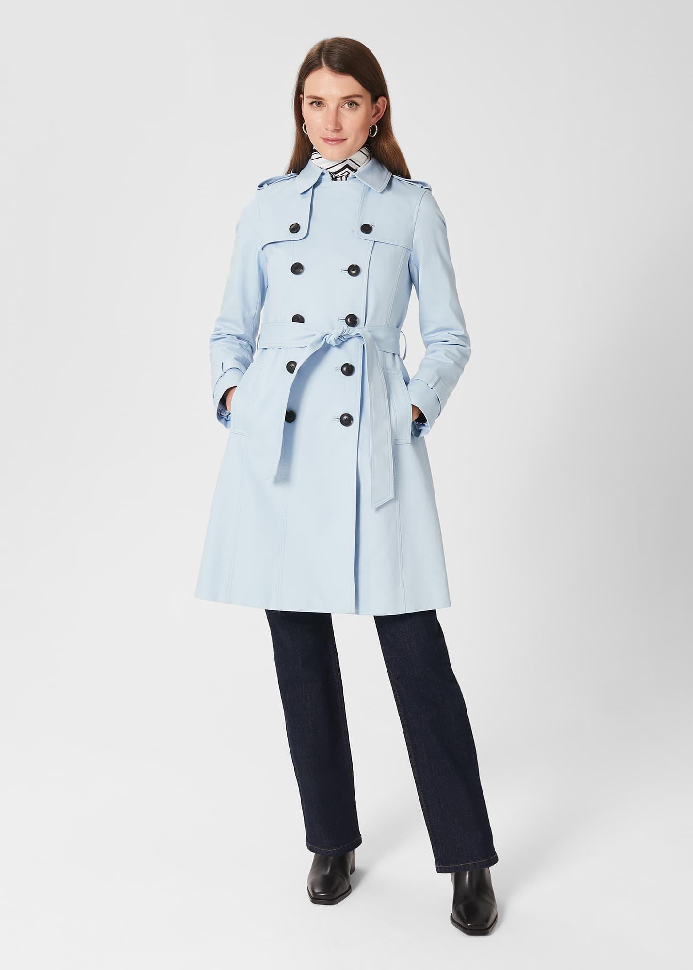 Saskia Shower Resistant Trench Coat, Pale Blue, hi-res