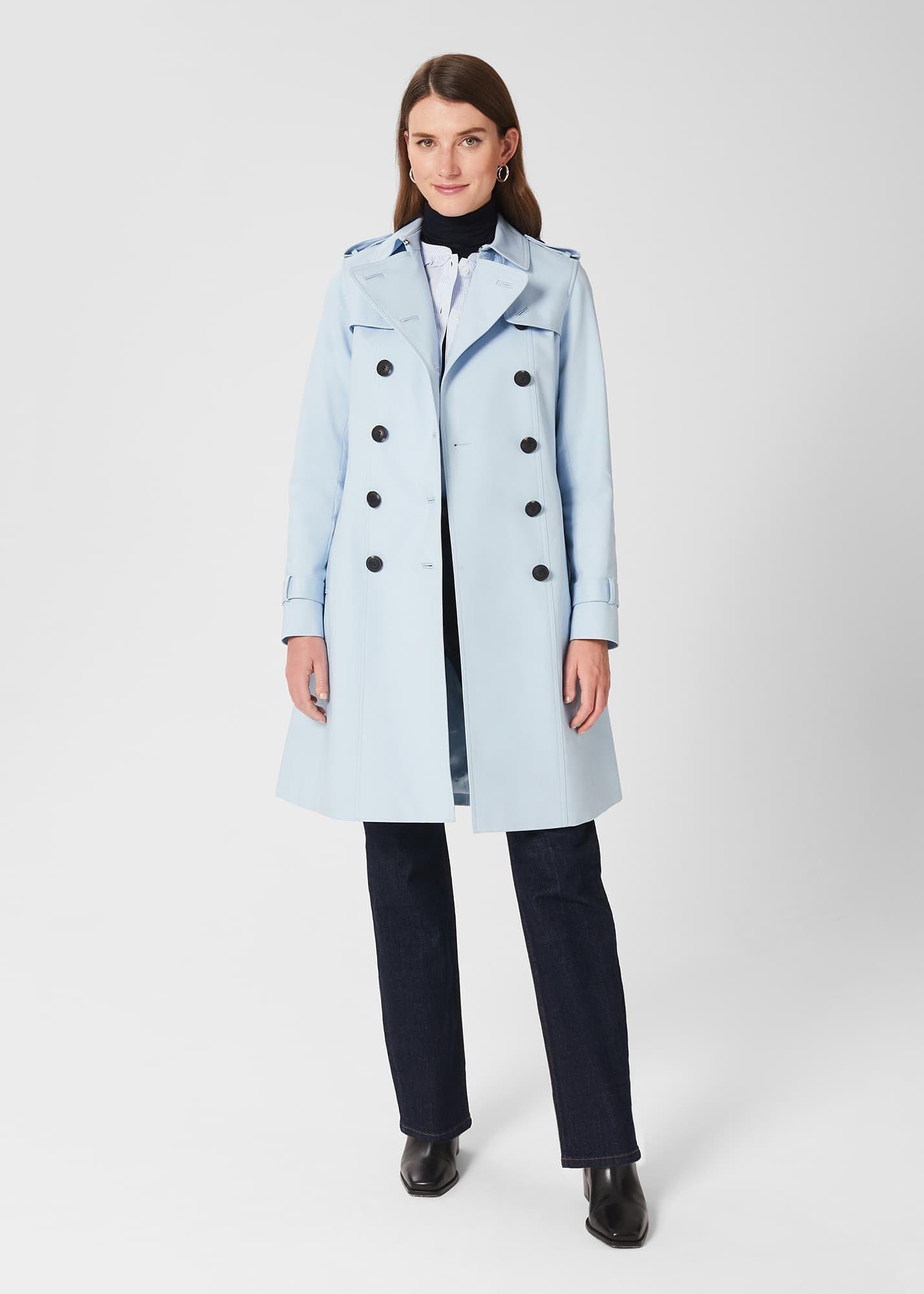 Saskia Shower Resistant Trench Coat, Pale Blue, hi-res