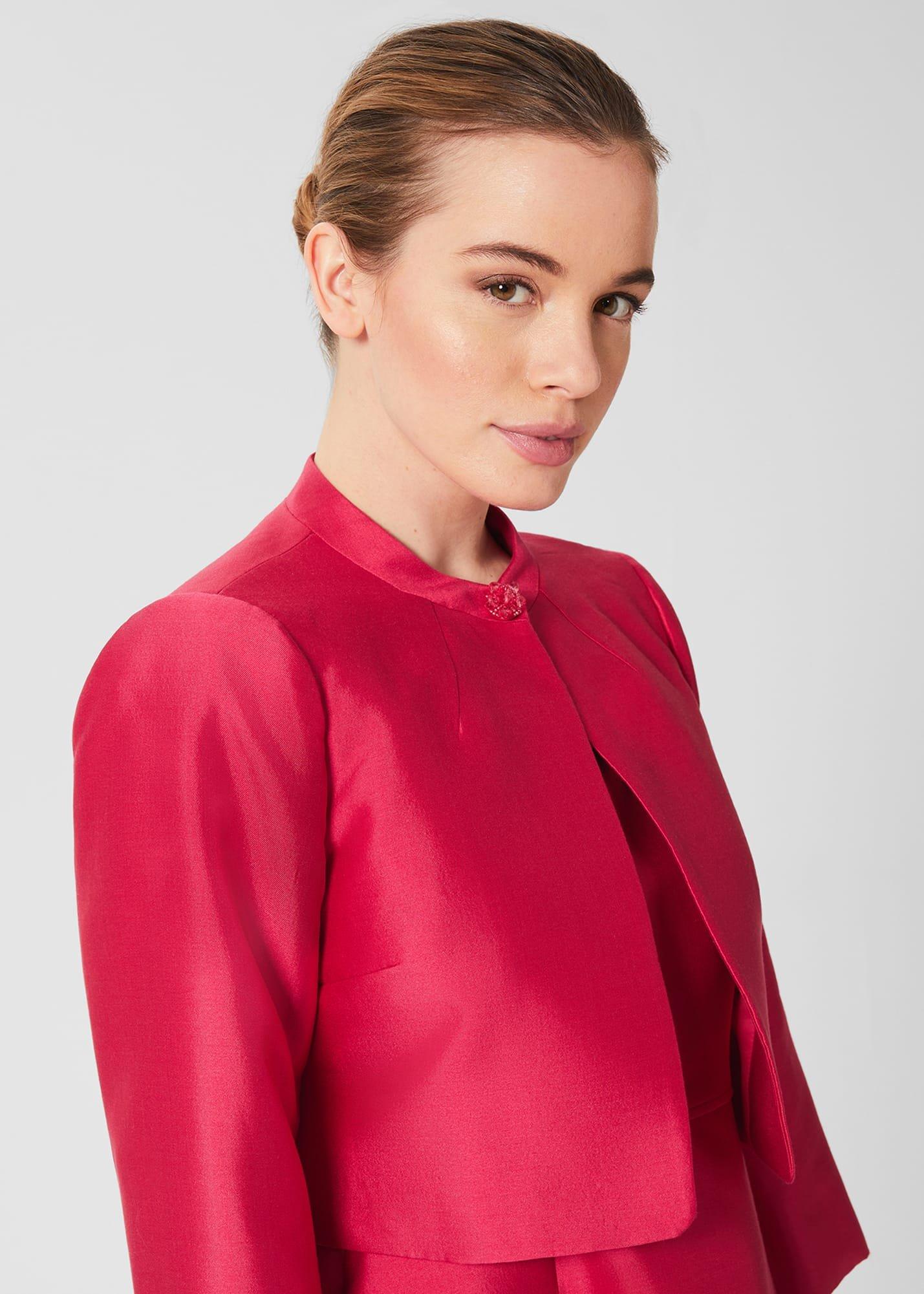 Petite Julietta Silk Blend Jacket, Fuchsia Pink, hi-res