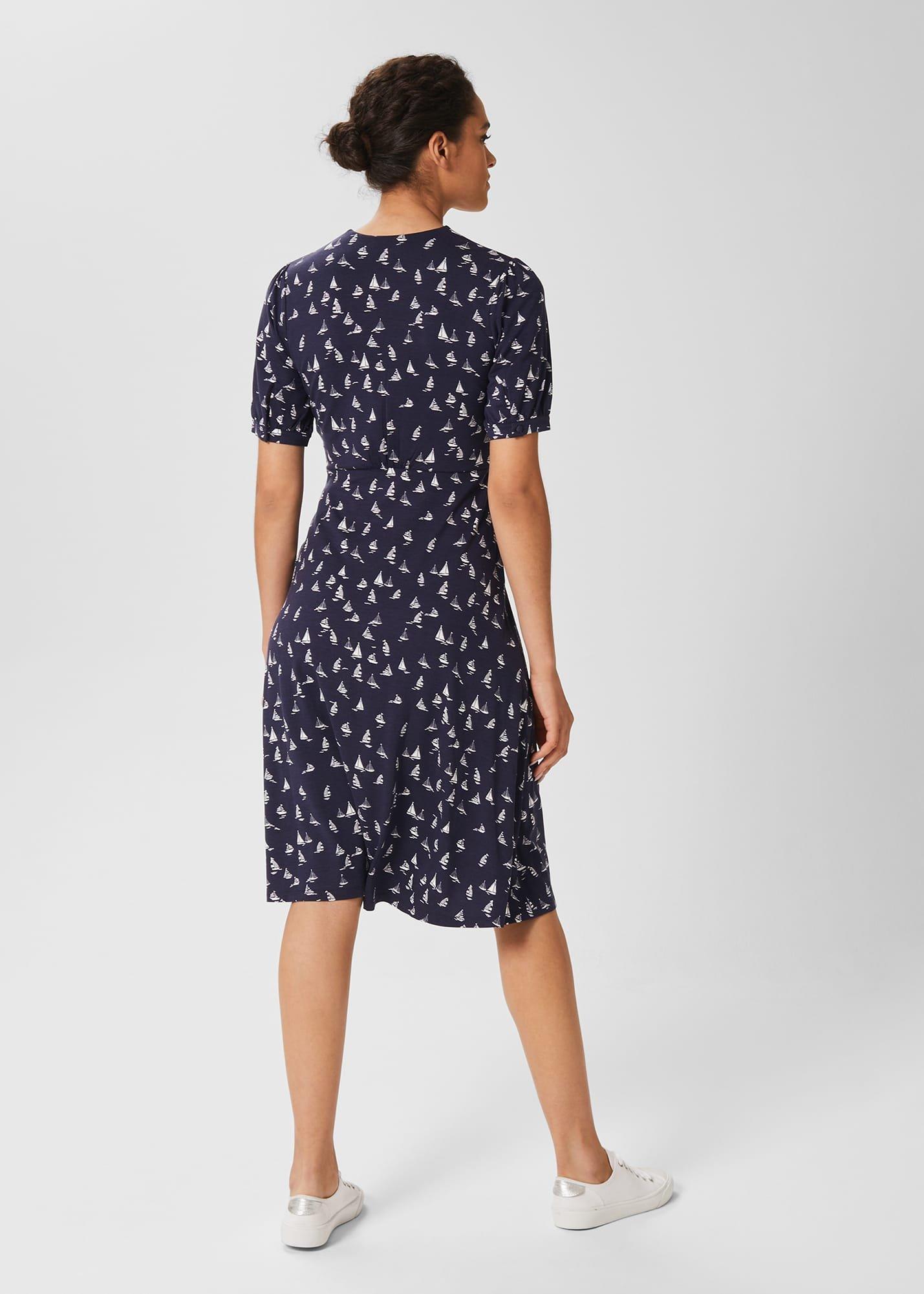 Zoe Fit And Flare Jersey Dress, Navy Ivory, hi-res