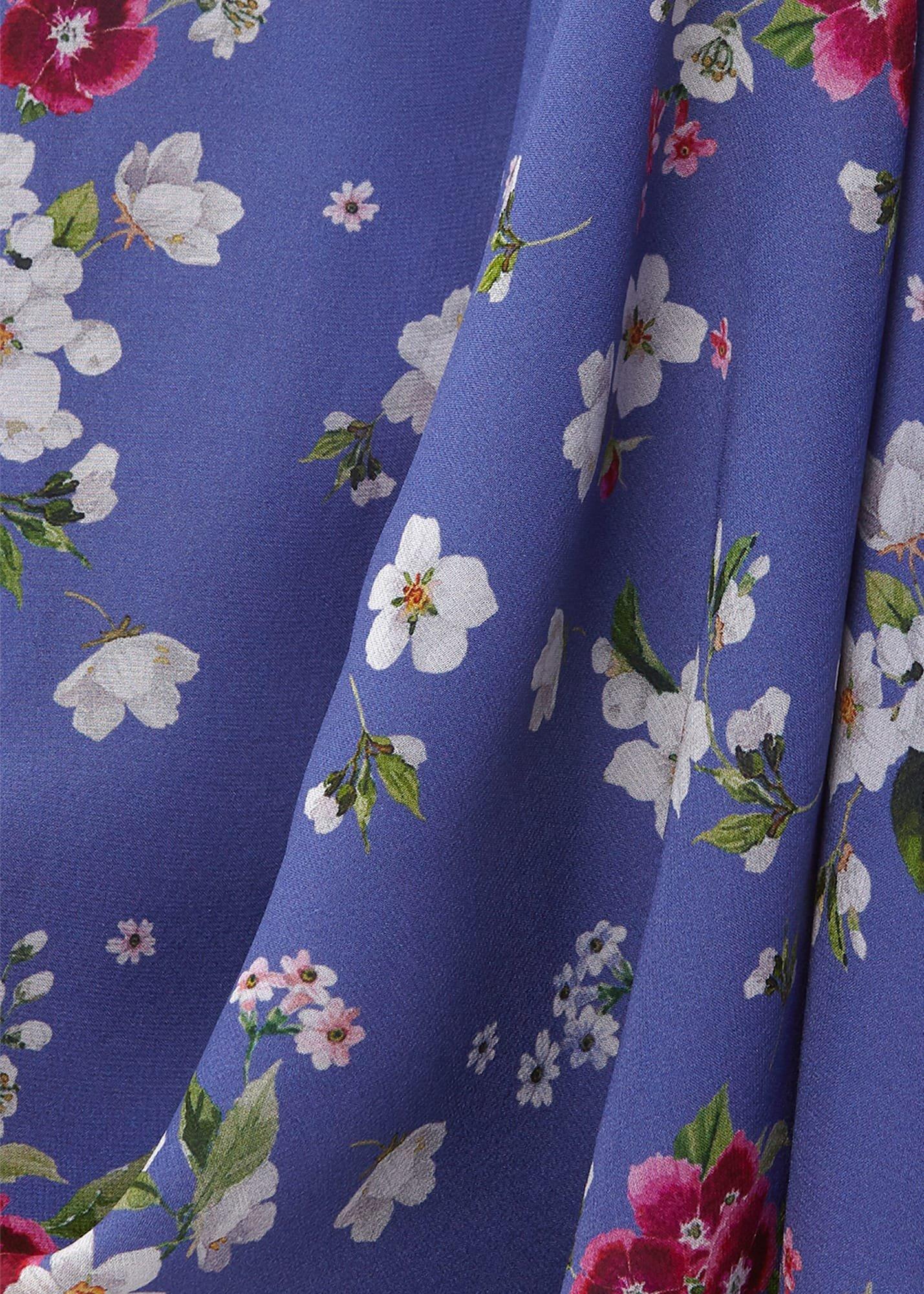 Caroline Silk Floral Dress, Blue Multi, hi-res