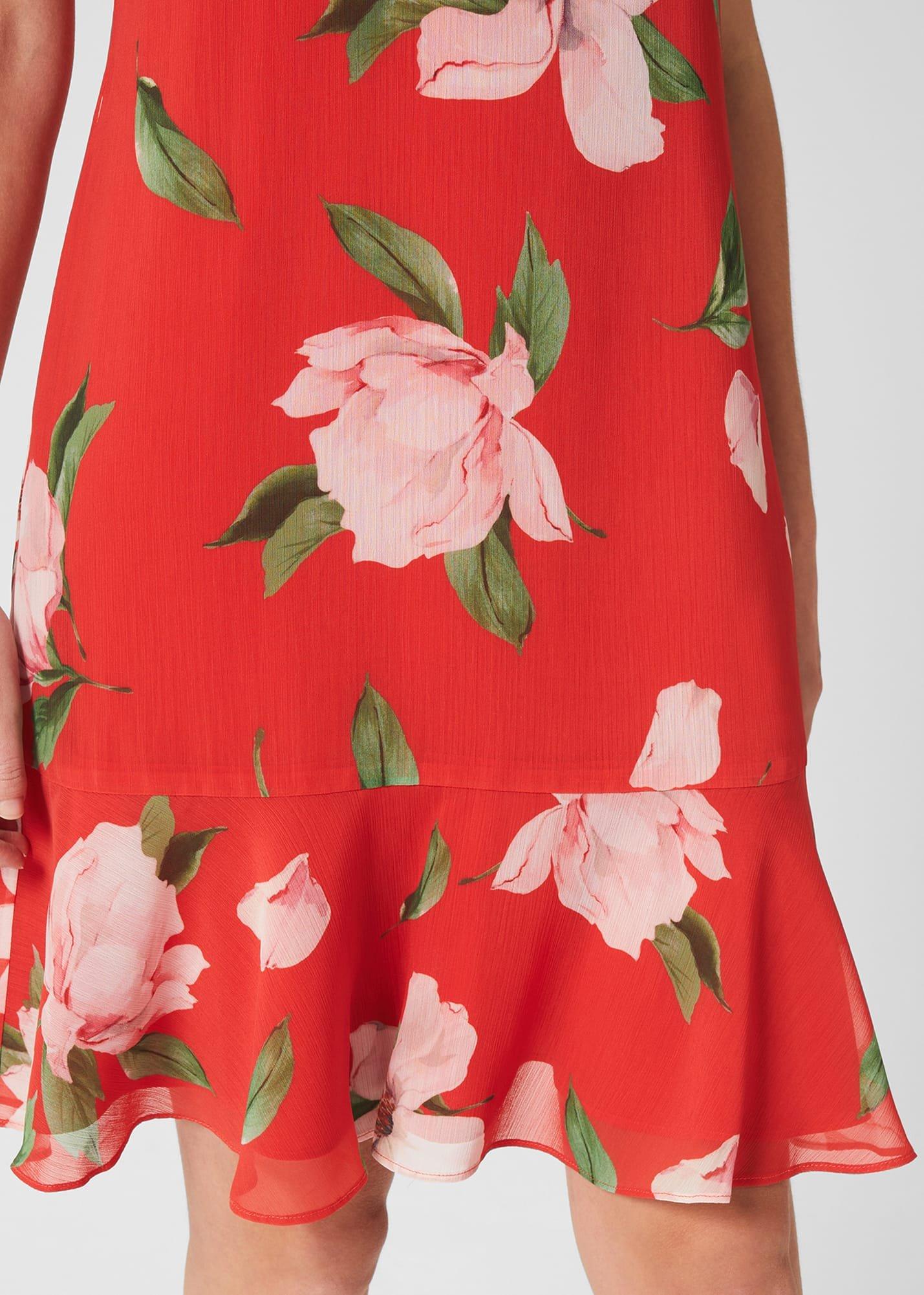 Madeline Floral A Line Dress, Red Multi, hi-res