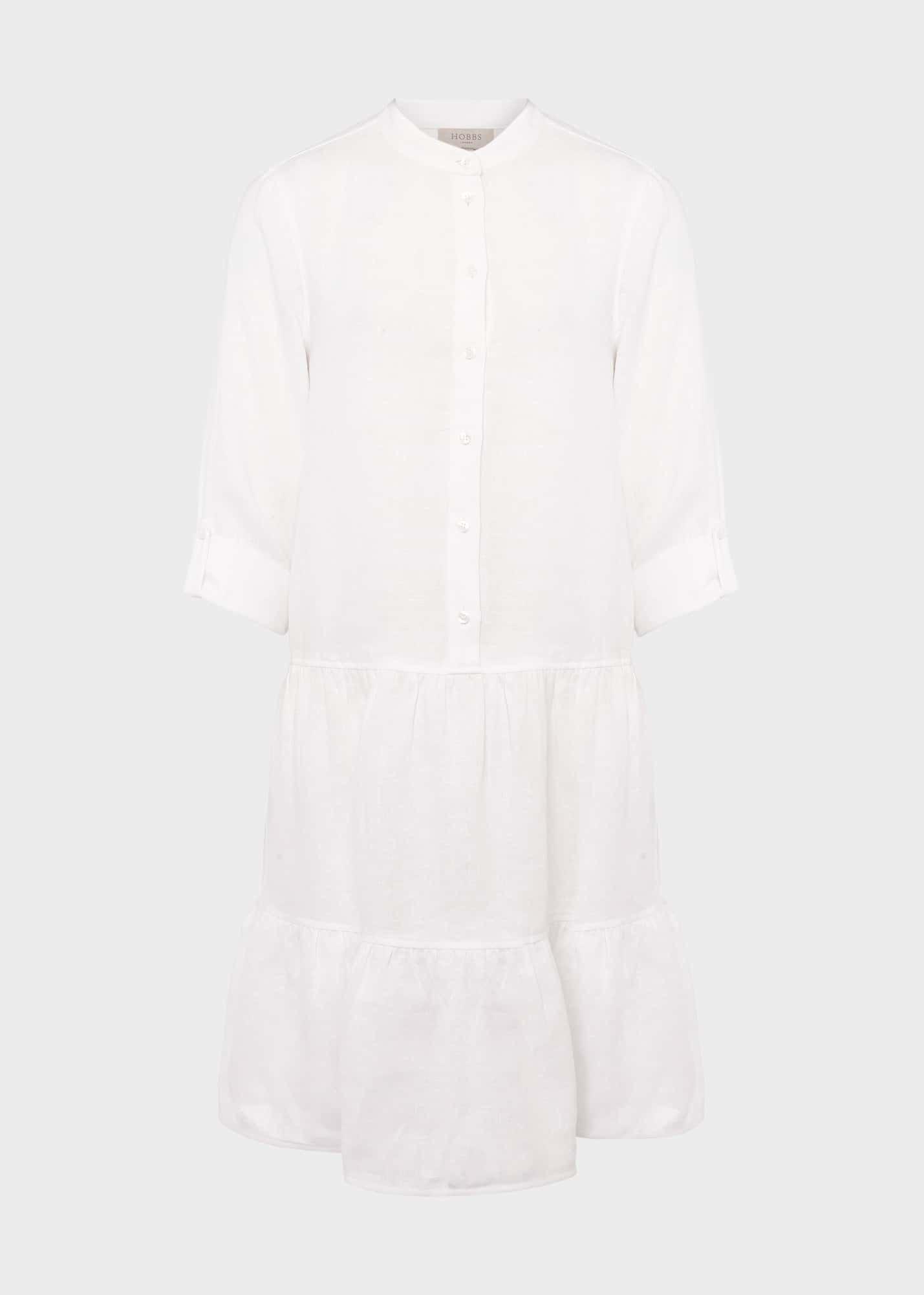Ember Linen Dress, White, hi-res