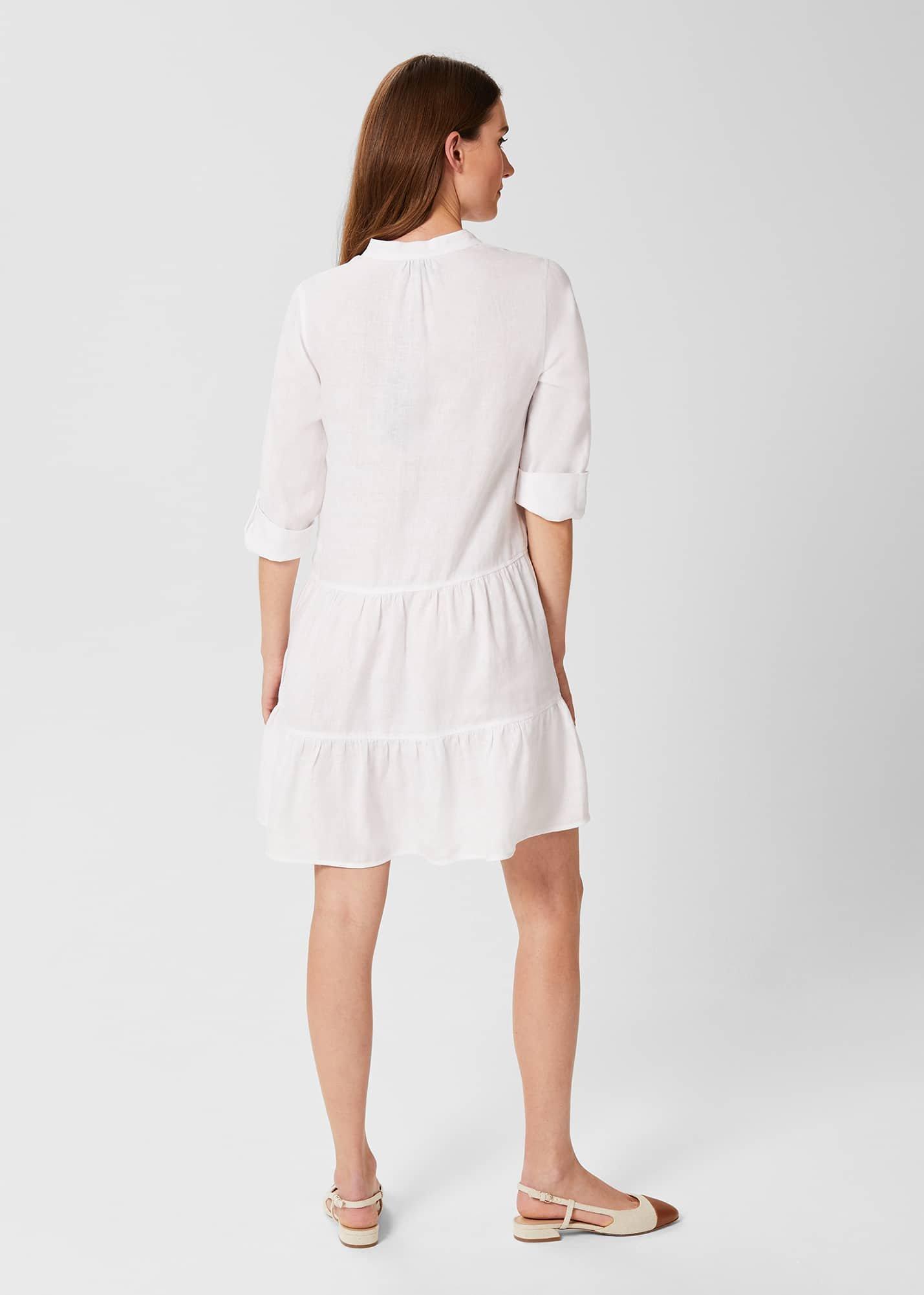 Ember Linen Dress, White, hi-res