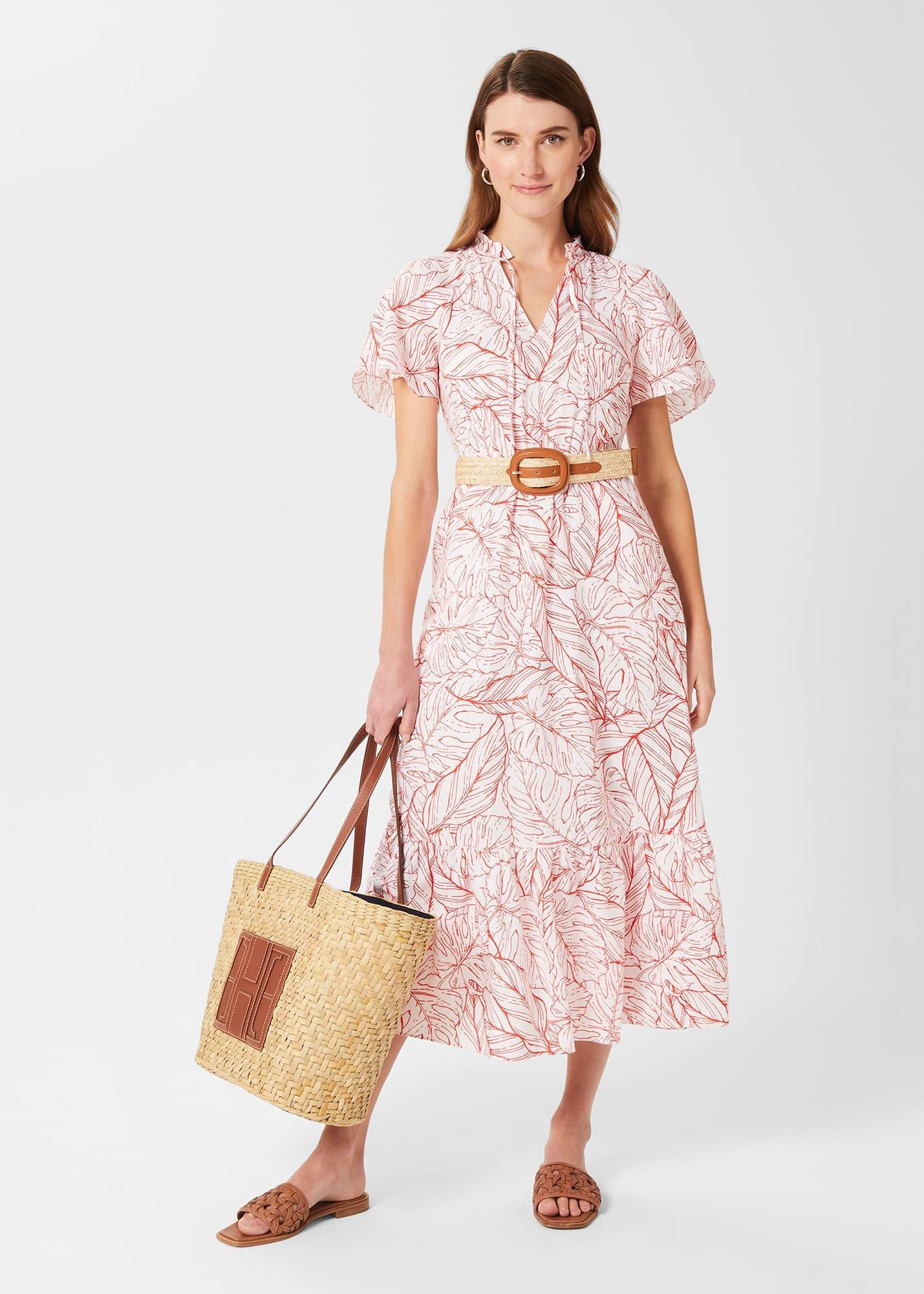 Makena Linen Dress, White Sienna, hi-res
