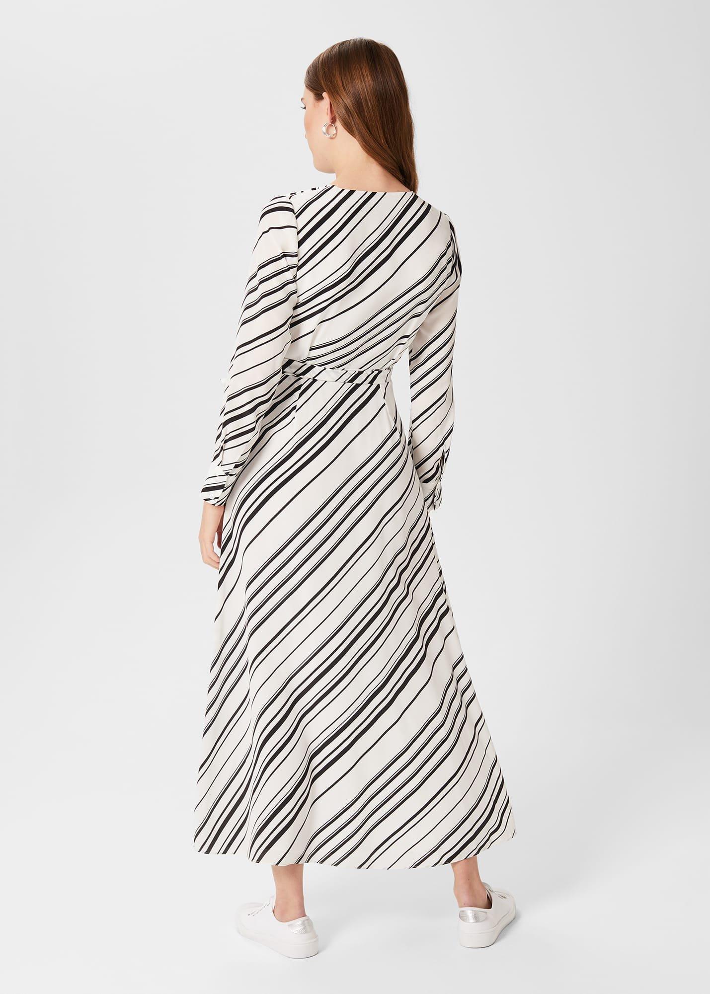 Yasmine Silk Dress, Ivory Black, hi-res