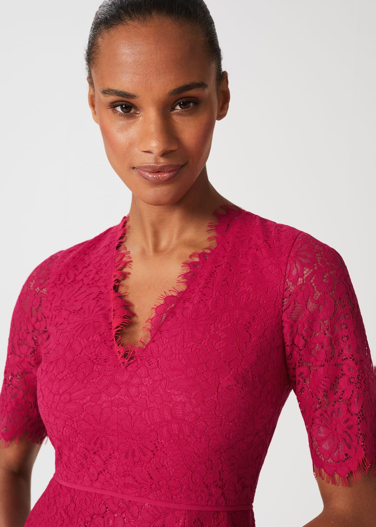 Anastasia Lace Shift Dress, Fuchsia Pink, hi-res
