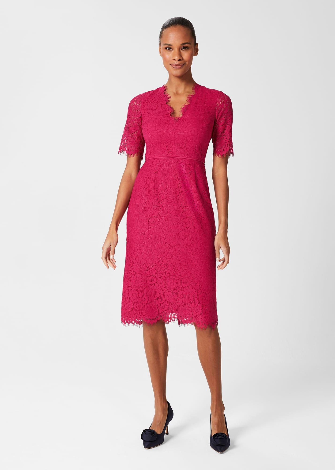 Anastasia Lace Shift Dress, Fuchsia Pink, hi-res