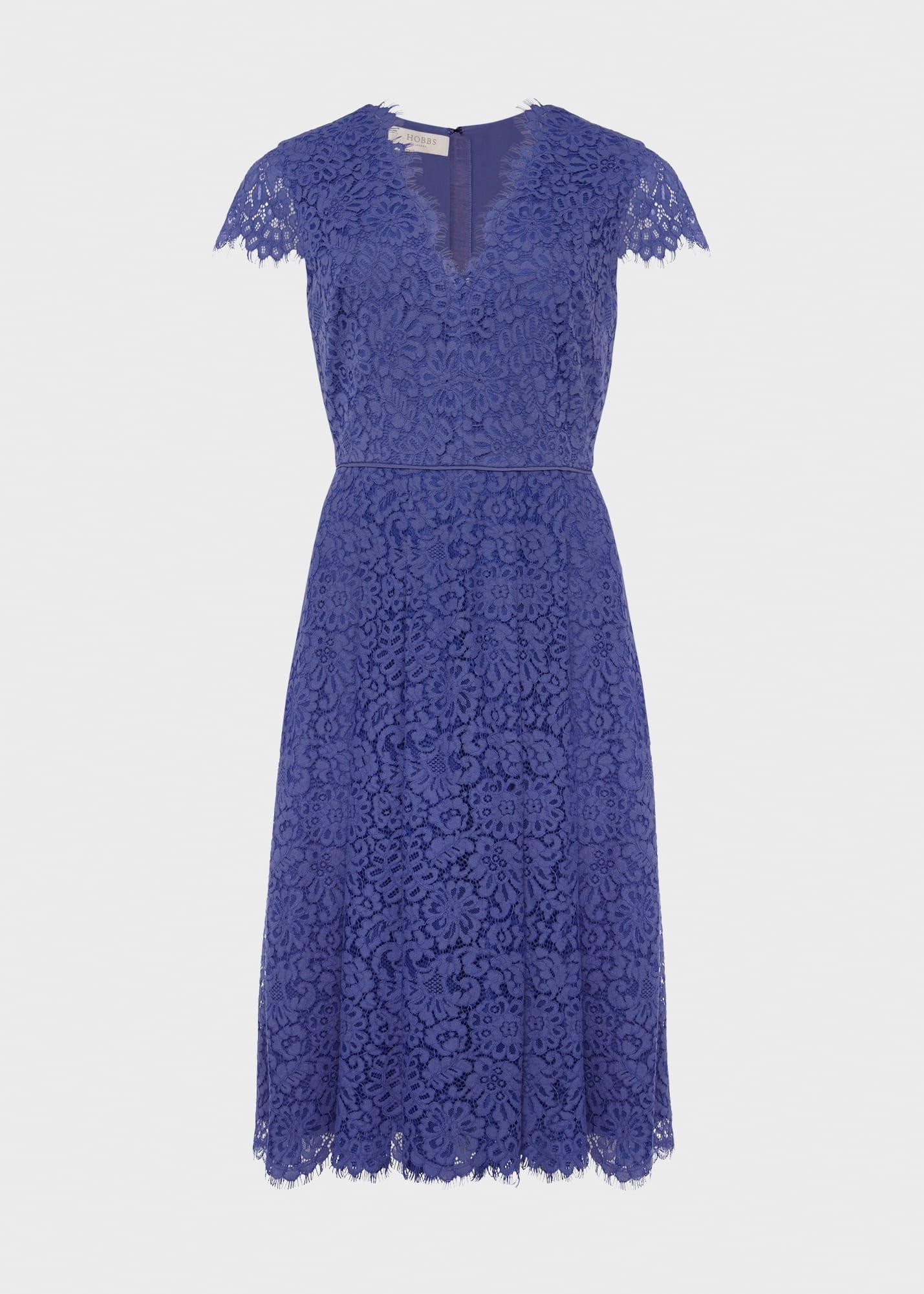 Anastasia Lace Fit And Flare Dress, Blue, hi-res