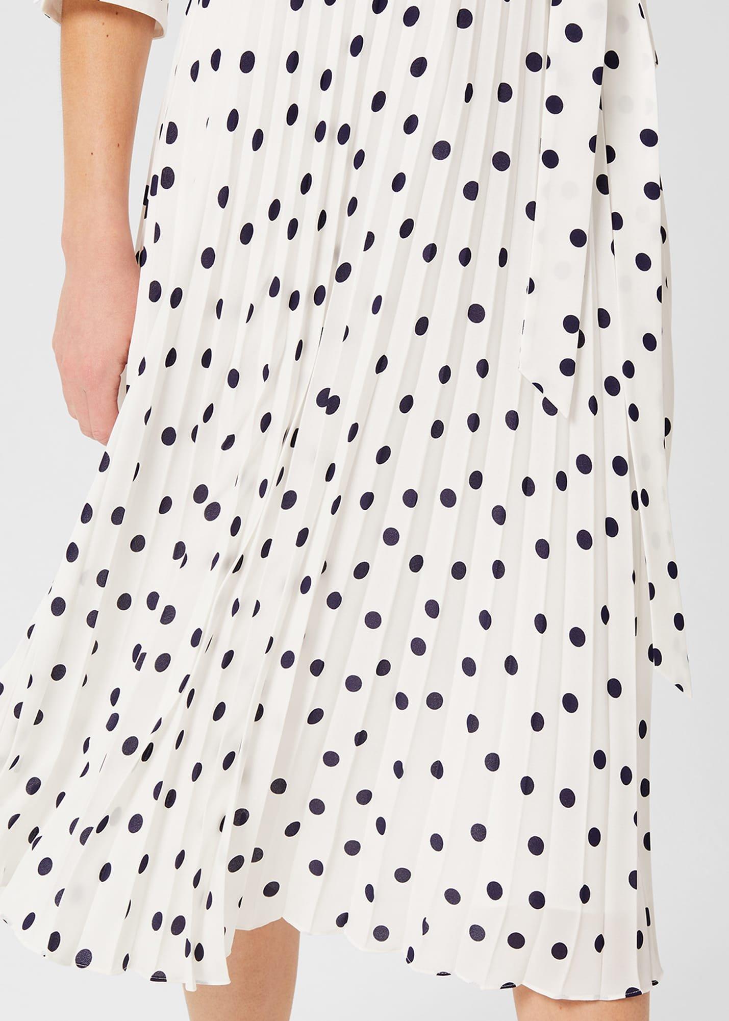 Leona Spot Midi Dress, Ivory Navy, hi-res