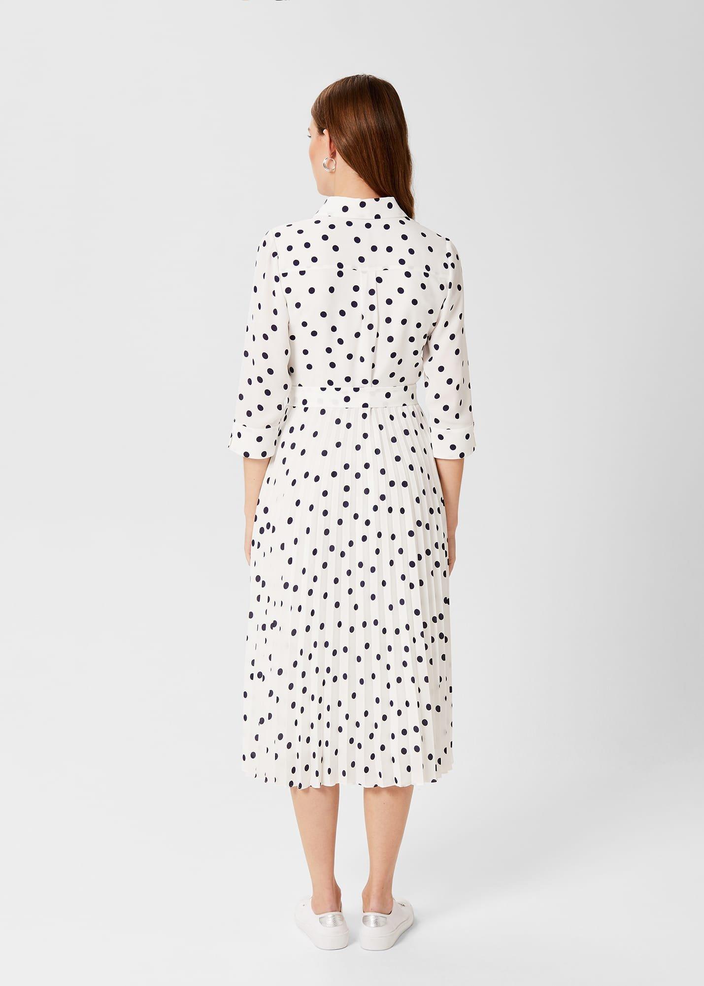 Leona Spot Midi Dress, Ivory Navy, hi-res