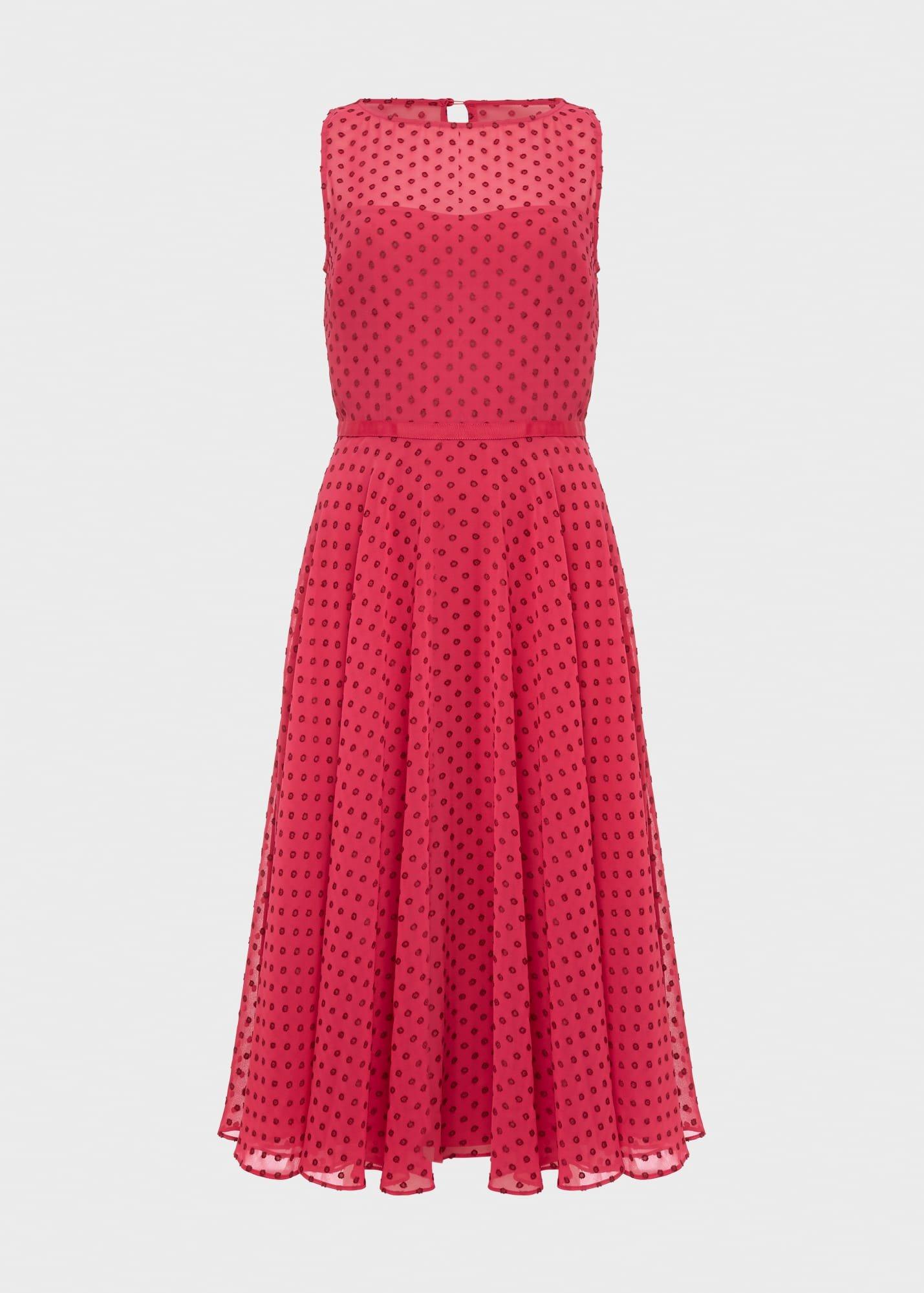Della Spot Fit And Flare Dress, Fuchsia Pink, hi-res