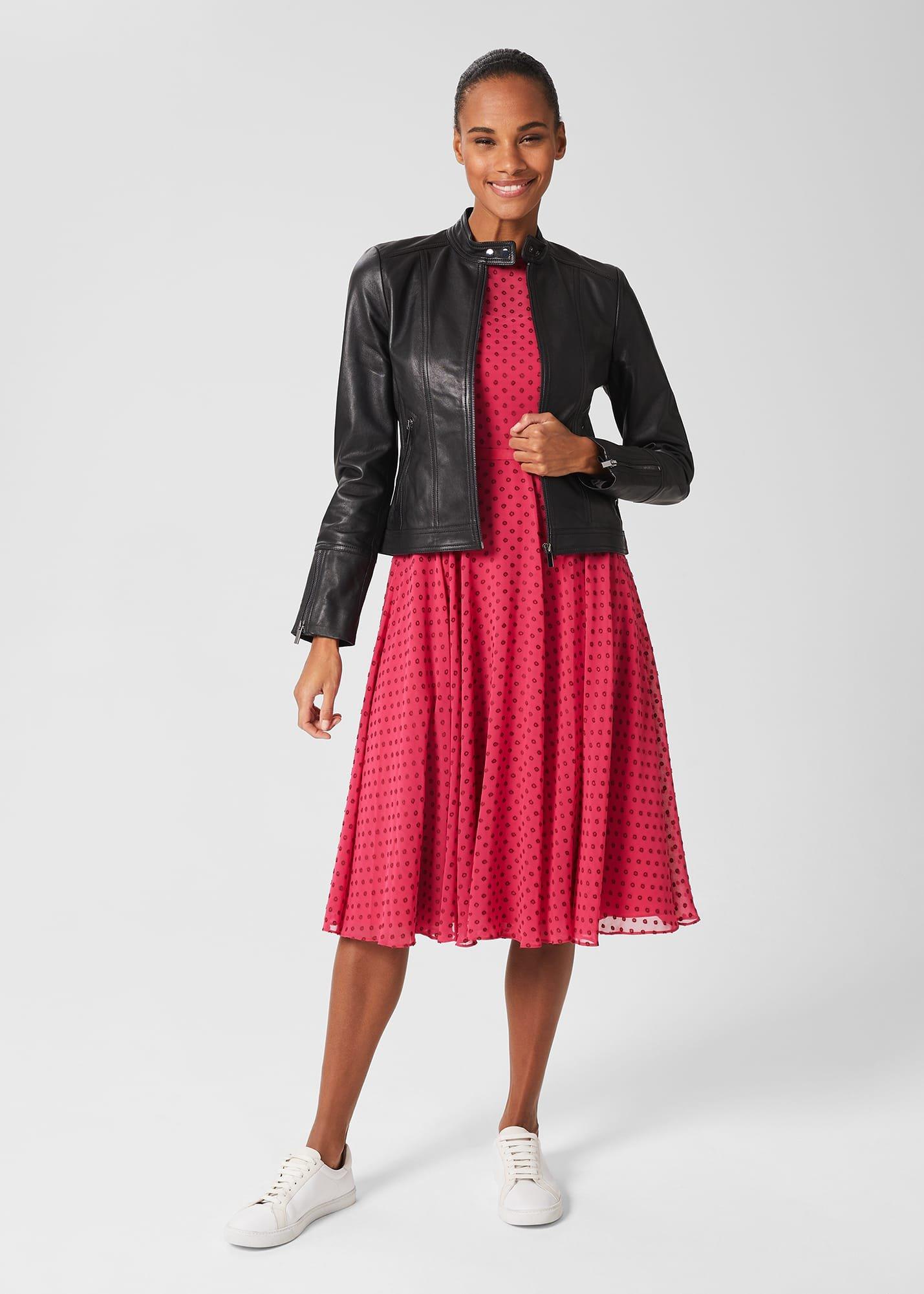 Della Spot Fit And Flare Dress, Fuchsia Pink, hi-res